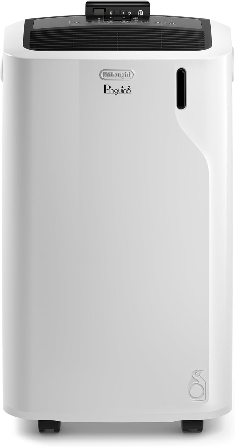 De'Longhi EM Series Pinguino Pac EM93K Silent, Aire Acondicionado Portátil Silencioso, 10.500 BTU/h, 90m3, 2.6 kW, 3 Velocidades, Gas R290, 1105 W, 90 Cubic_Feet, 63 Decibeles, White [Clase de eficiencia energética A]