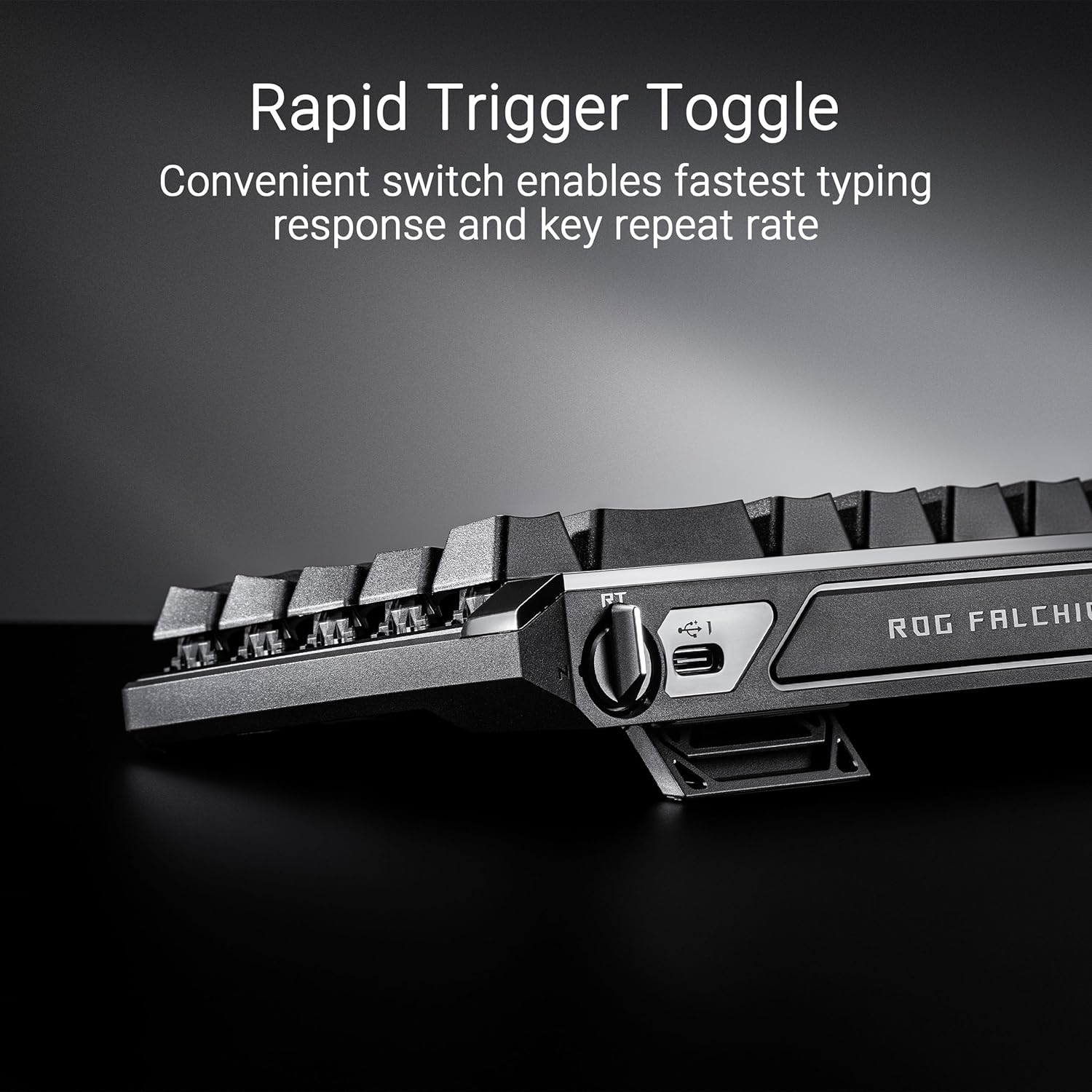 Asus ROG FALCHION ACE HFX Compact 65Percent Analog RGB Gaming Keyboard, Wired (Dual USB-C), ROG HFX Magnetic Switches, Rapid Trigger, Touch Panel