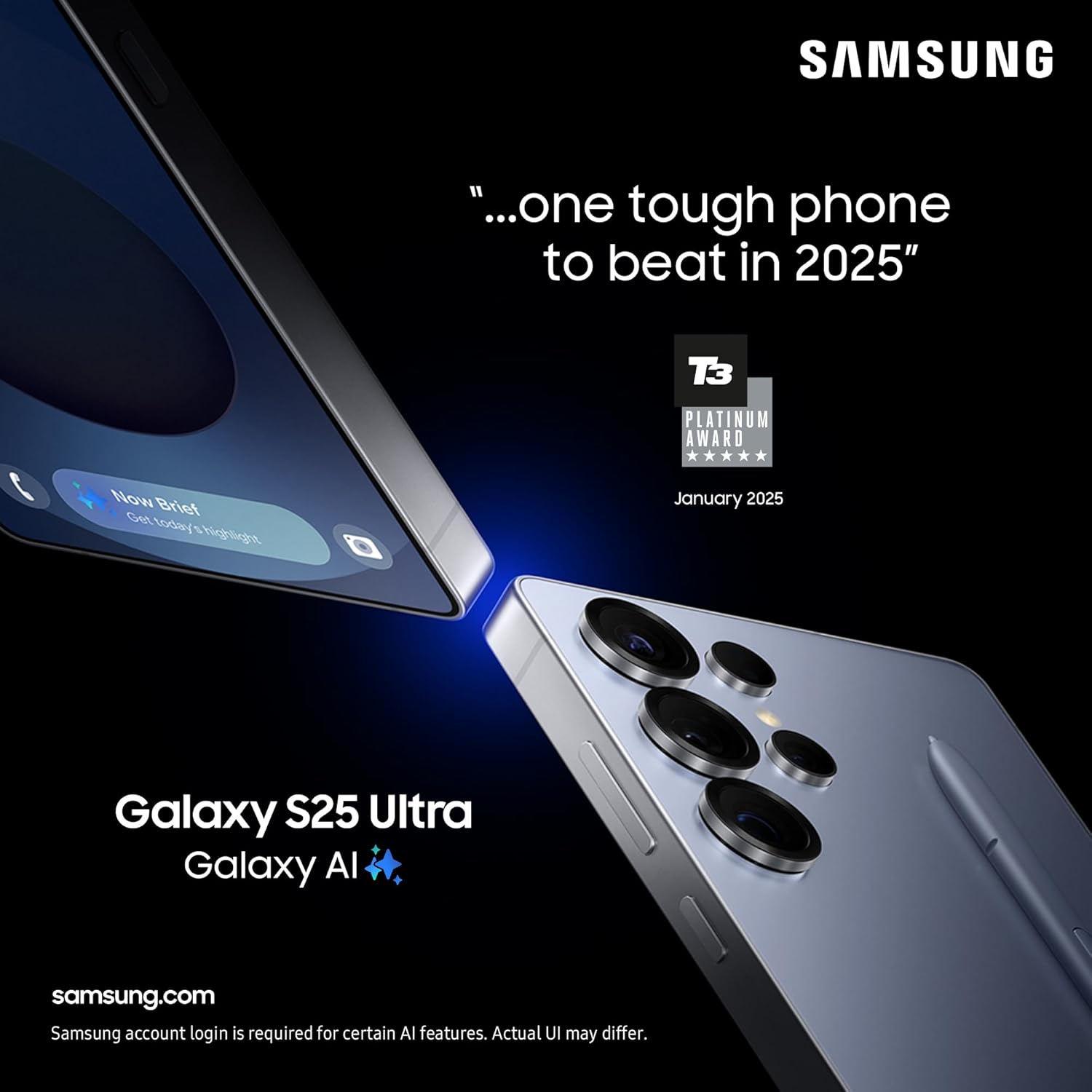 Samsung Galaxy S25 Ultra AI Smartphone, Galaxy AI, 12GB Memory, 512GB Storage, 200MP Camera, S Pen Included, Titanium Black, 3 Year Manufacturer Extended Warranty