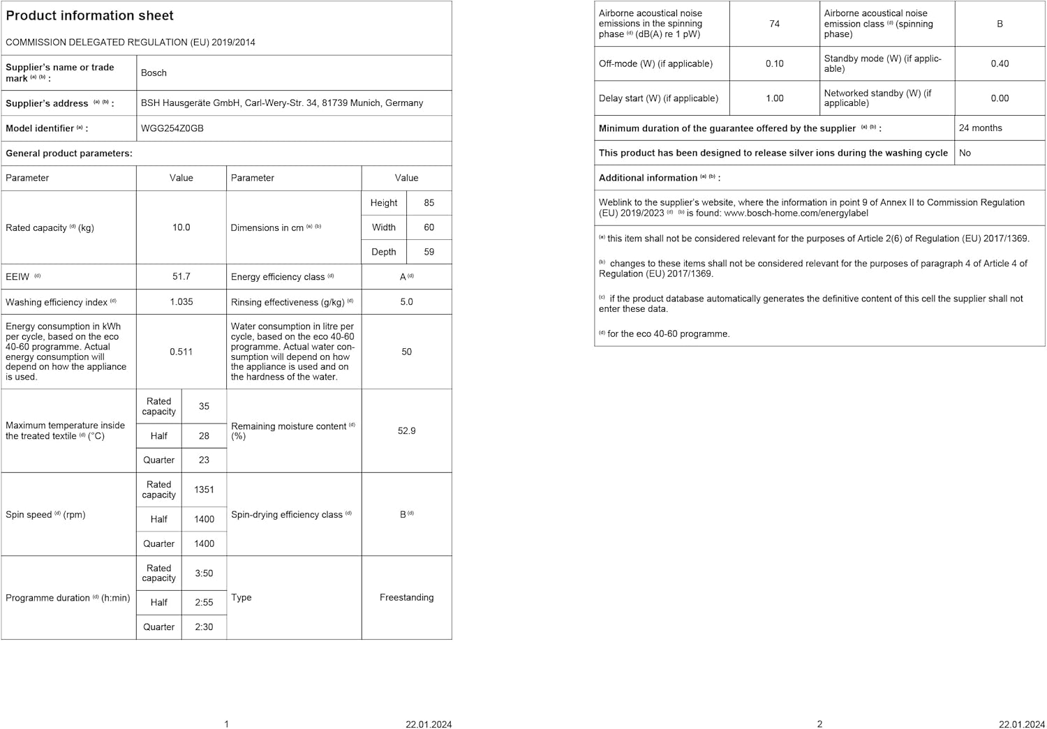 Bosch WGG254Z0GB Series 6