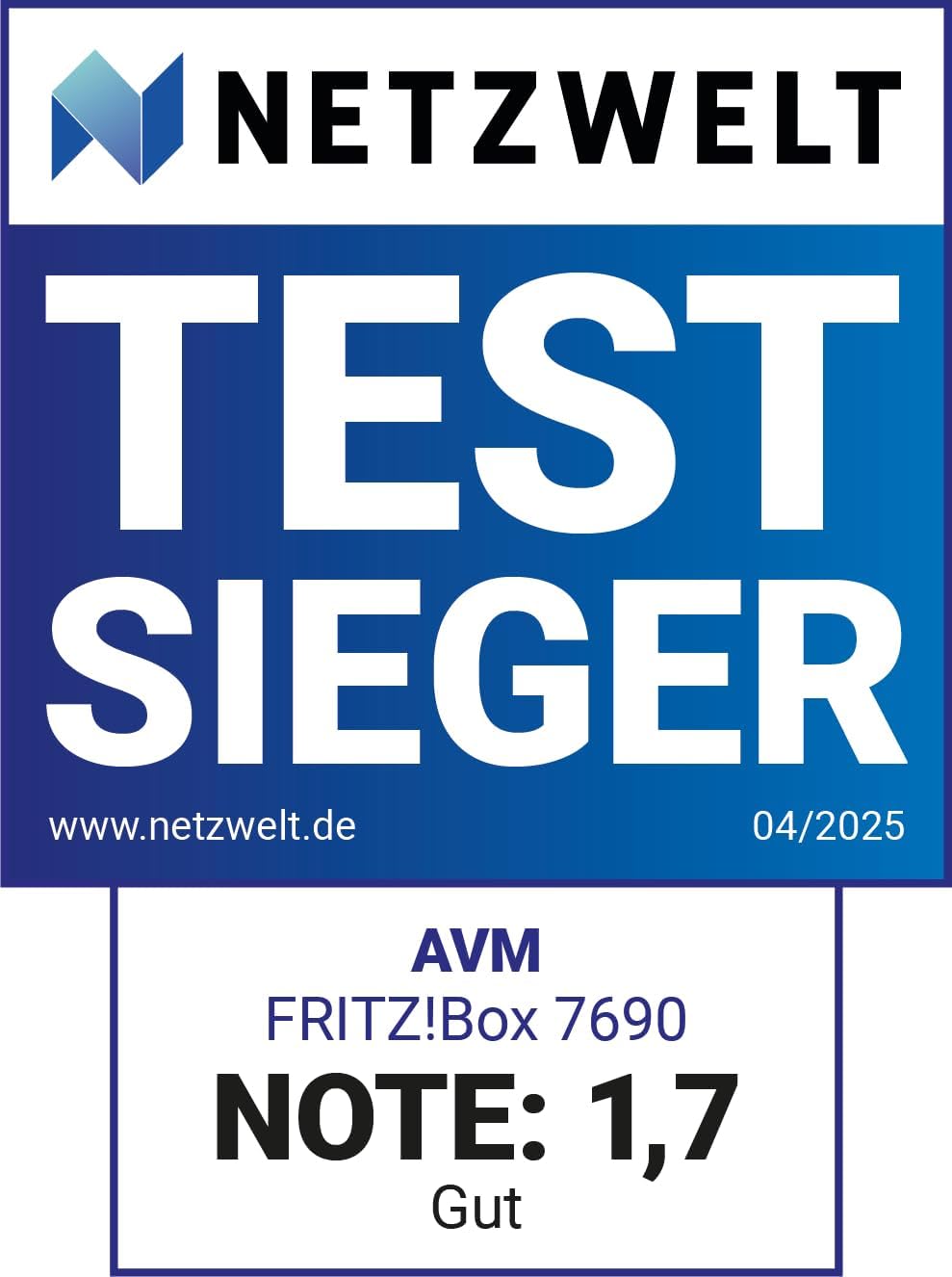 FRITZ!Box 7690 (Wi-Fi 7 DSL-Router mit 5.760 MBit/s (5GHz) & 1.376 MBit/s (2,4 GHz), bis zu 300 MBit/s mit VDSL-Supervectoring und ADSL2+, WLAN Mesh, DECT-Basis, deutschsprachige Version)