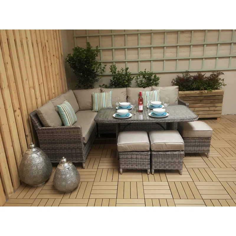Auberta Wicker 9 - Person Garden Lounge Set