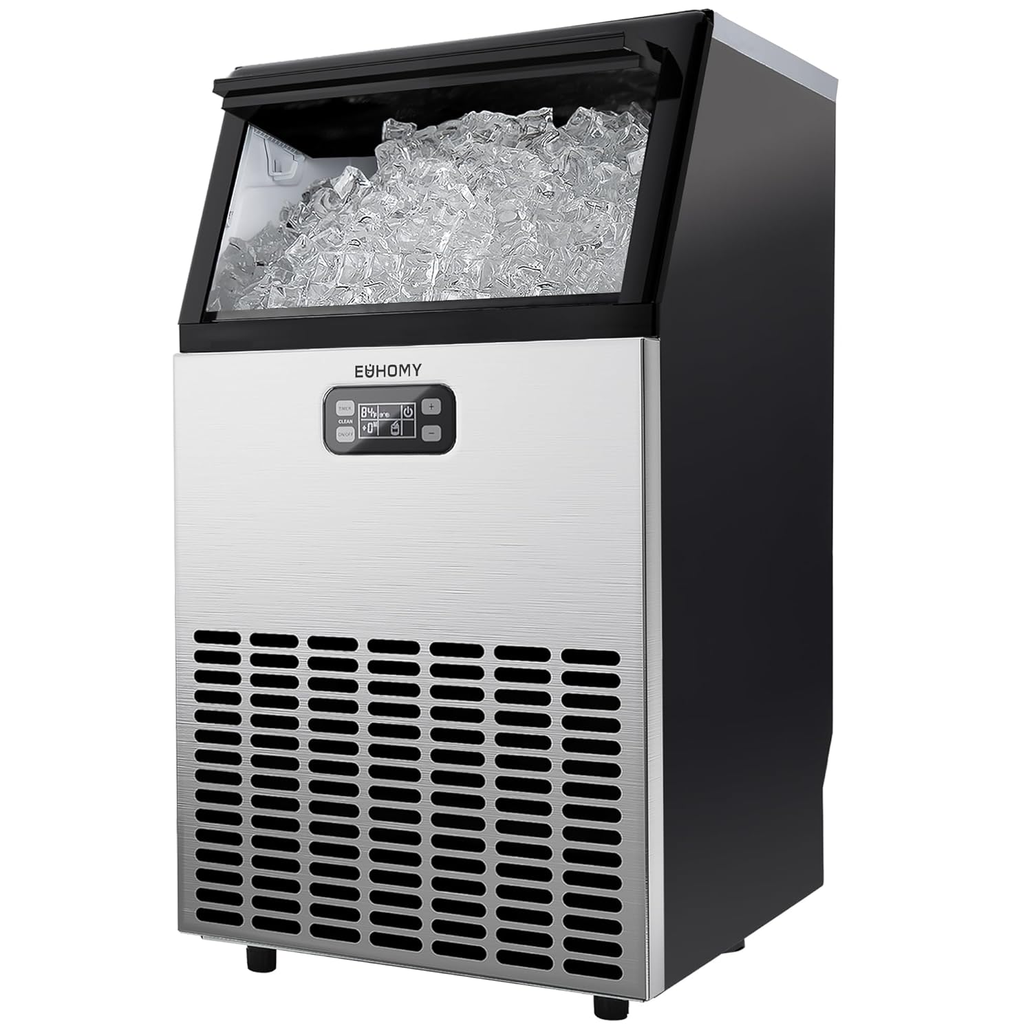 EUHOMY Commercial Ice Maker Machine, Stainless Steel Under Counter ice Machine , Freestanding Ice Maker.