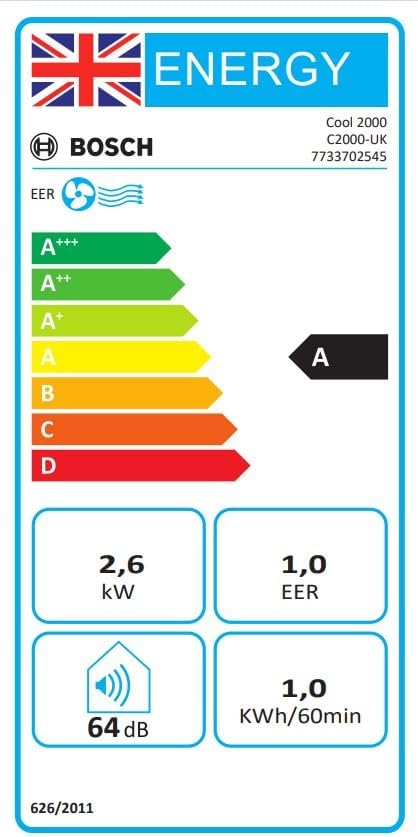 Bosch Cool 2000 Portable AC - 3-in-1: Air Conditioner