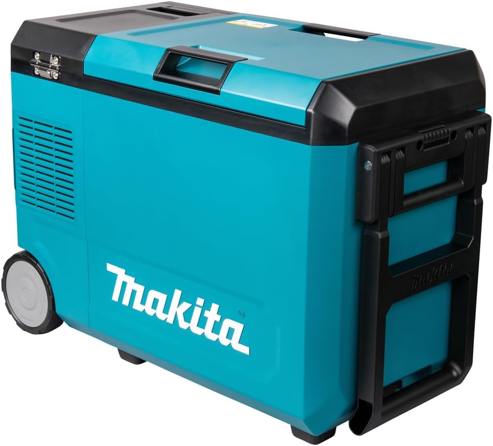 Makita 40V Battery Cooling and Heat Box, 29L Portable Refrigerator, Turquoise, IPX4 Water Resistant, Compressor Cooling System, Bottle Opener, Deep Discharge Protection