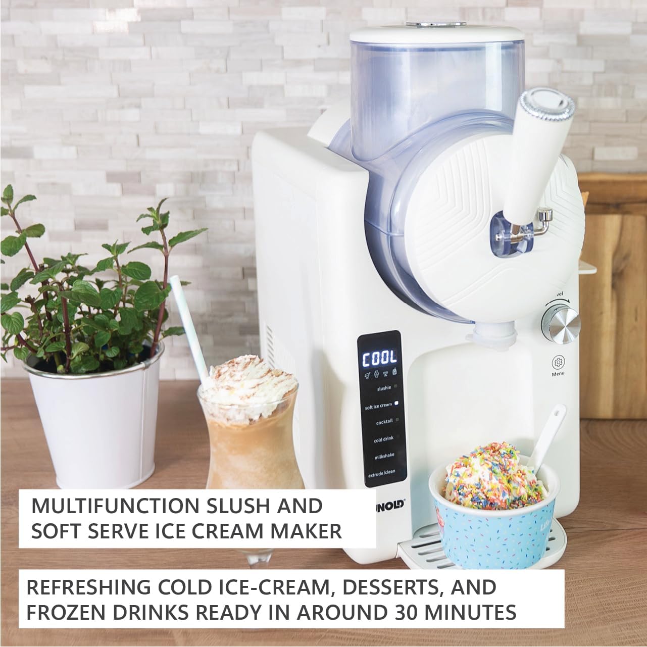 Unold Sofie 2-in-1 Soft Serve Ice Cream Maker and Slush Machine 48950 - Gelato at Home - 5 Frozen Dessert Programmes - 2L - 150W Self-Cooling Electric Compressor