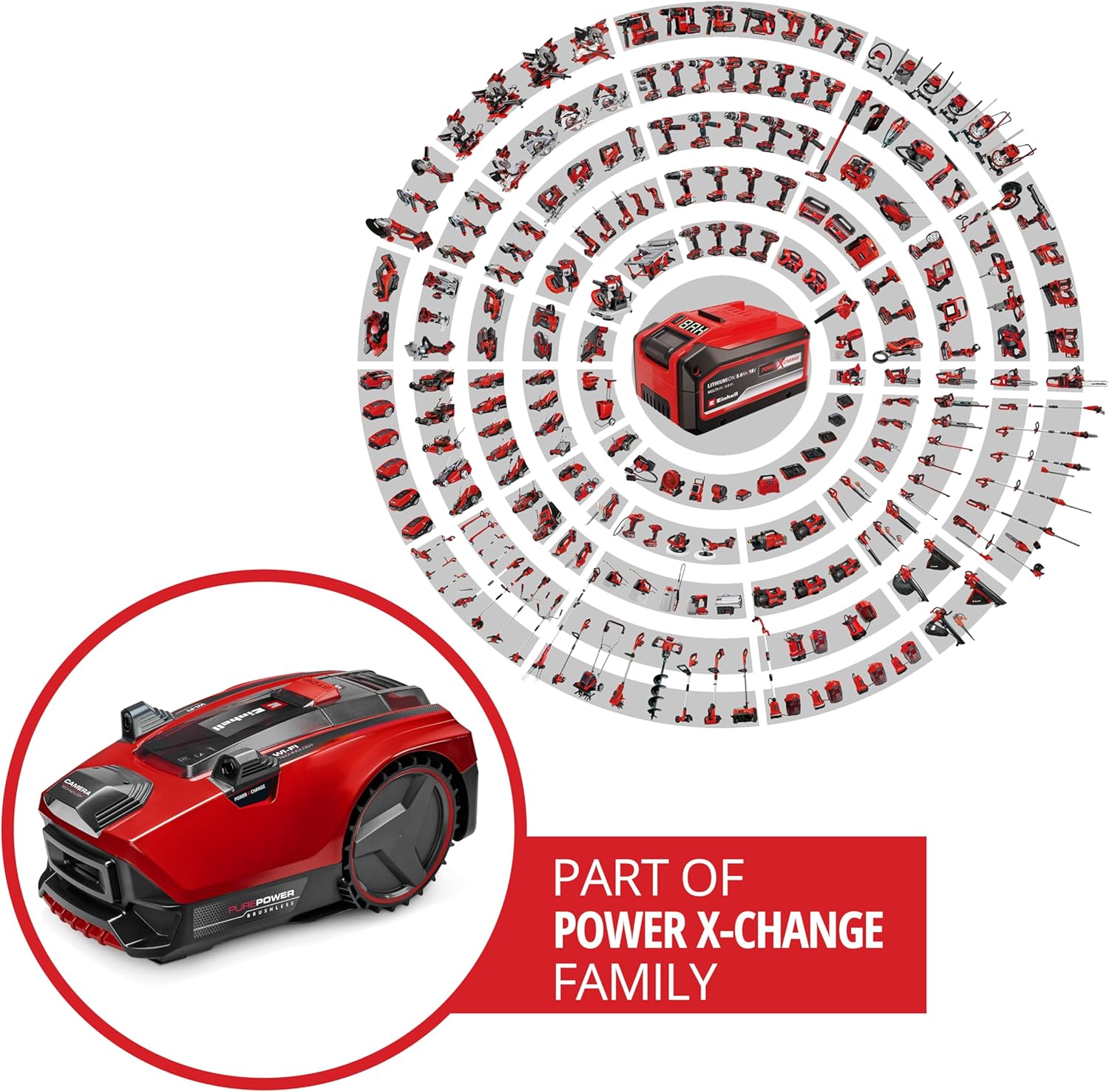 Einhell Freelexo Cam Plus 600 Power X-Change Robotic Lawnmower (18 V, Camera Instead of Boundary Wire, for 600 m², WiFi, Brushless, up to 25% Gradient, Includes 4.0 Ah Plus Battery)