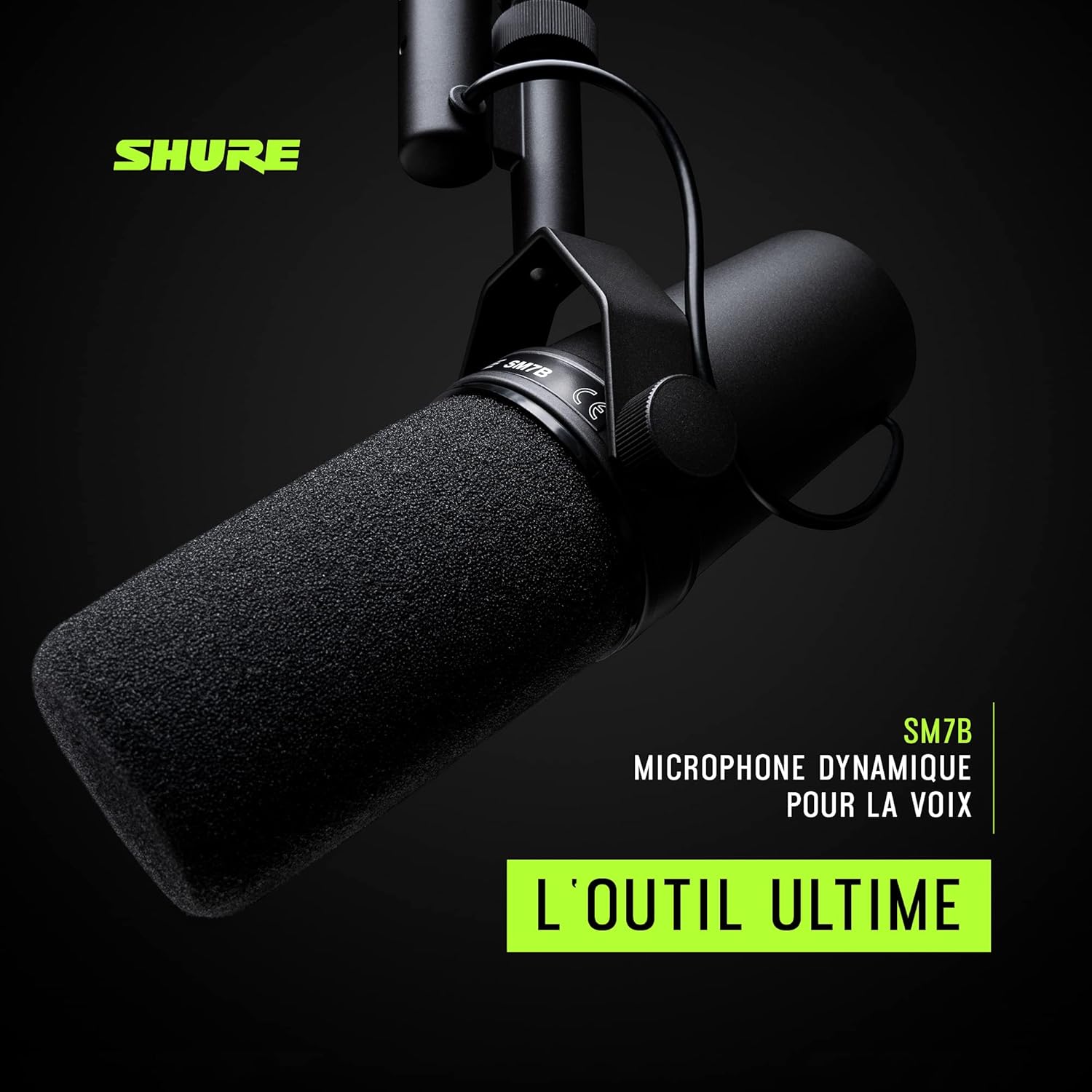 Shure SM7B Microphone Dynamique Cardioïde, Son Doux et Chaleureux pour Le Broadcast, Le Podcast ou L’Enregistrement