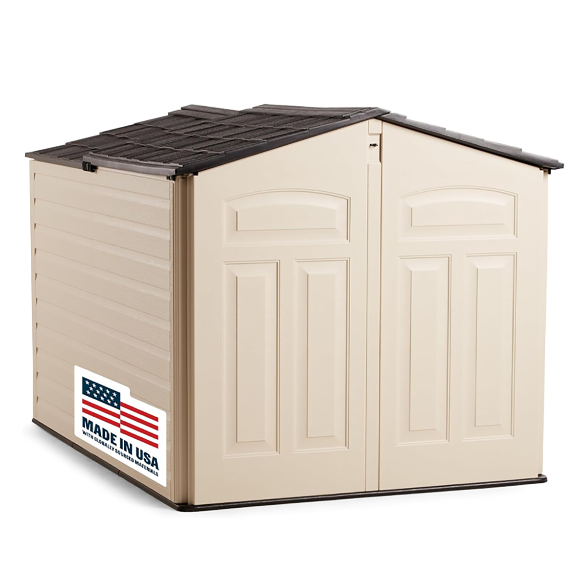 Rubbermaid Slide-Lid Resin Outdoor Storage Shed (5 x 6.5 Ft),Weather Resistant, Beige/Brown, Organization for Home/Backyard/Garden Tools/Lawn Mower/Bike Storage/Pool Supplies
