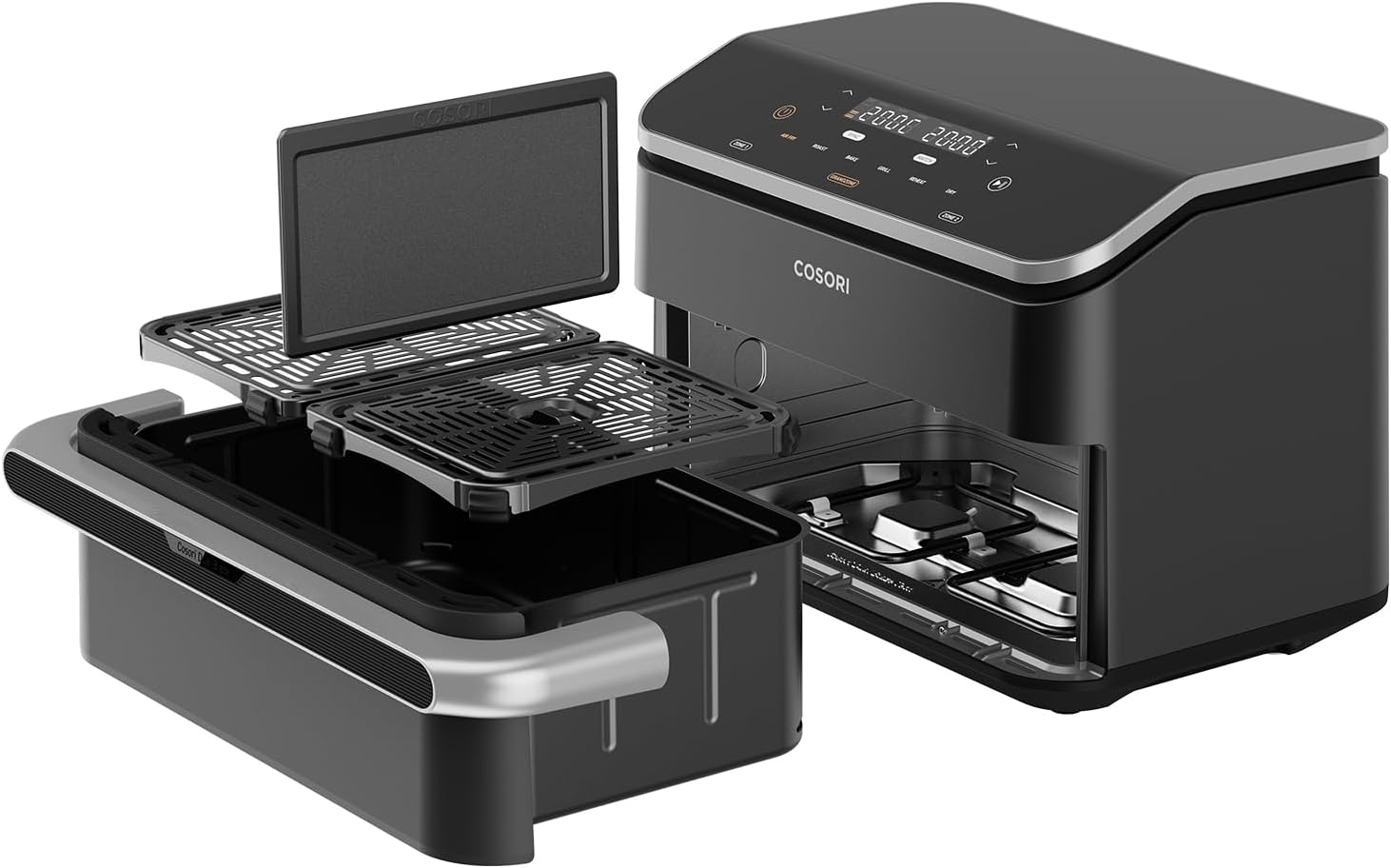 COSORI Heißluftfritteuse 2 Kammern, Dual Blaze TwinFry 10L Airfryer, mit 4 Heizrohren & flexiblen Kammern, gleichmäßige Hitzeverteilung, Temperatur bis 240 °C, Schwarz