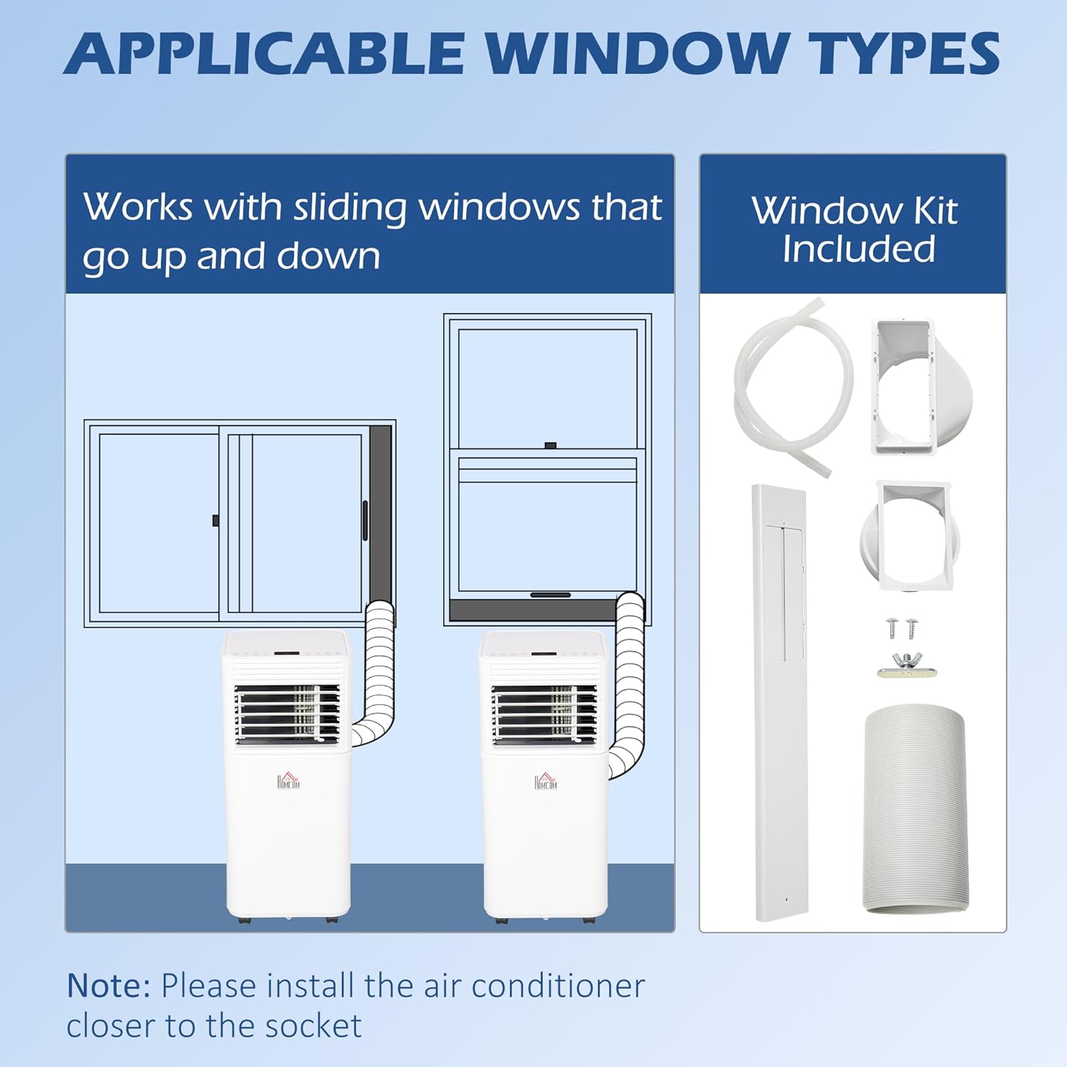 HOMCOM Portable Air Conditioner, 10,000 BTU Portable AC Unit with Dehumidifier & Fan, Sleep Modes, 24H Timer, Remote Control, Rooms up to 441 Sq. ft for Home, Office, White