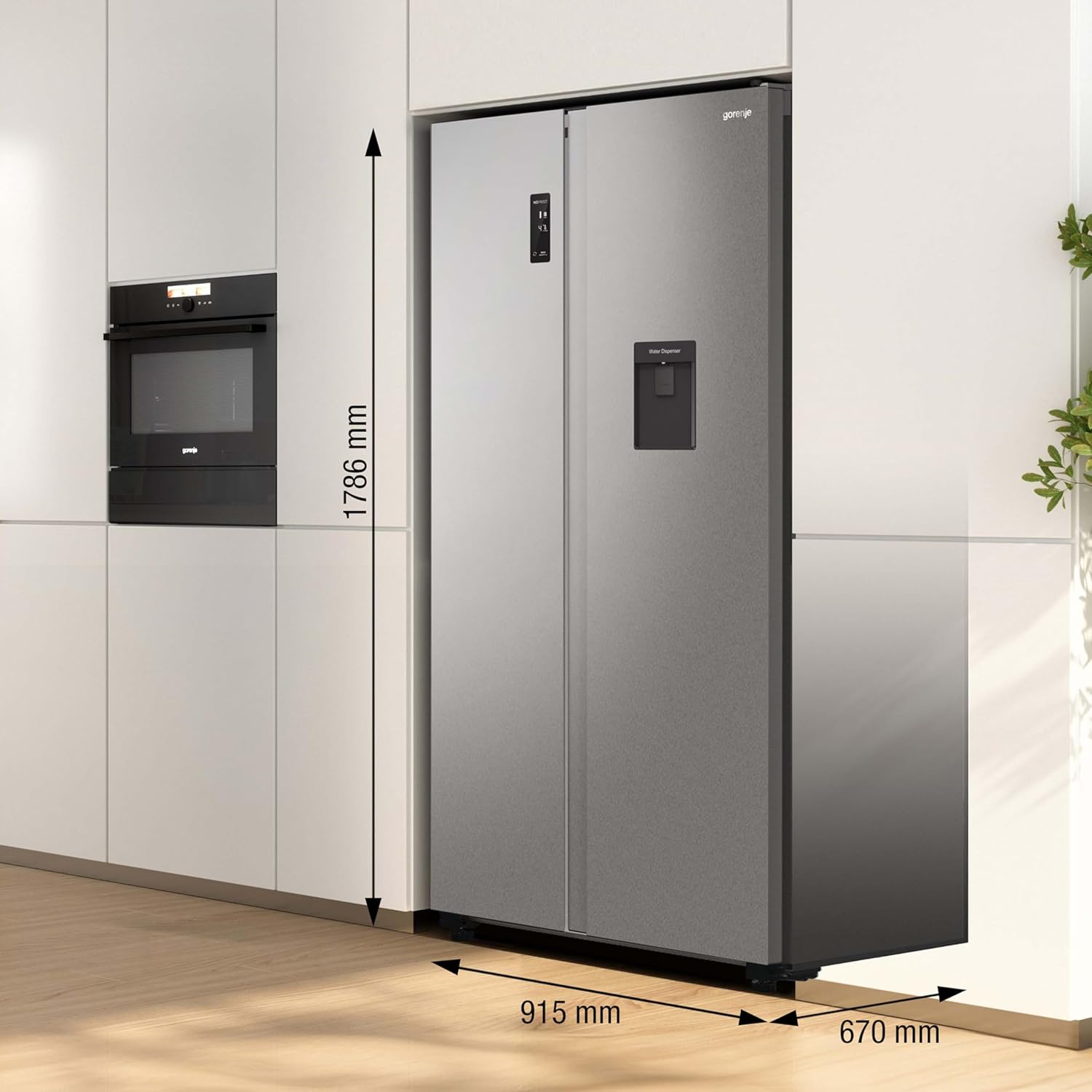 Gorenje NRR 9185 EAXLWD Side by Side Fridge-Freezer, Made in Europe, EEK E, NoFrostPlus, Inverter Compressor, Crisp Zone, ConvertActive Zone, FastFreeze, 70 Inch, Stainless Steel [Energy Class E]