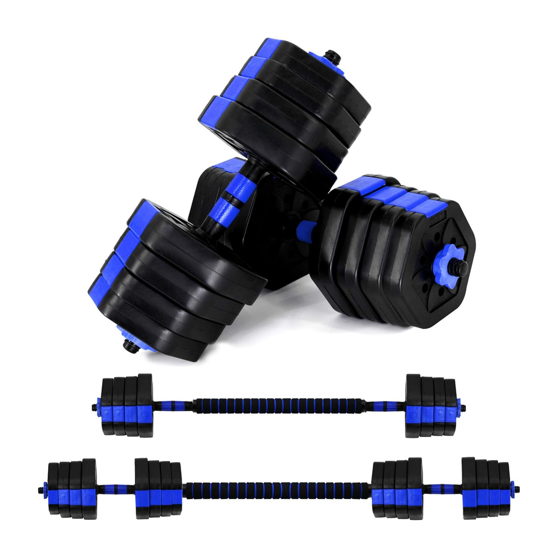 VIVITORY Dumbbell Sets Adjustable Weights, Free Weights Dumbbells Set with Connector, Non-Rolling Adjustable Dumbbell Set, Weights Set for Home Gym, 44 66 Lbs, Hexagon, Cement Mixture
