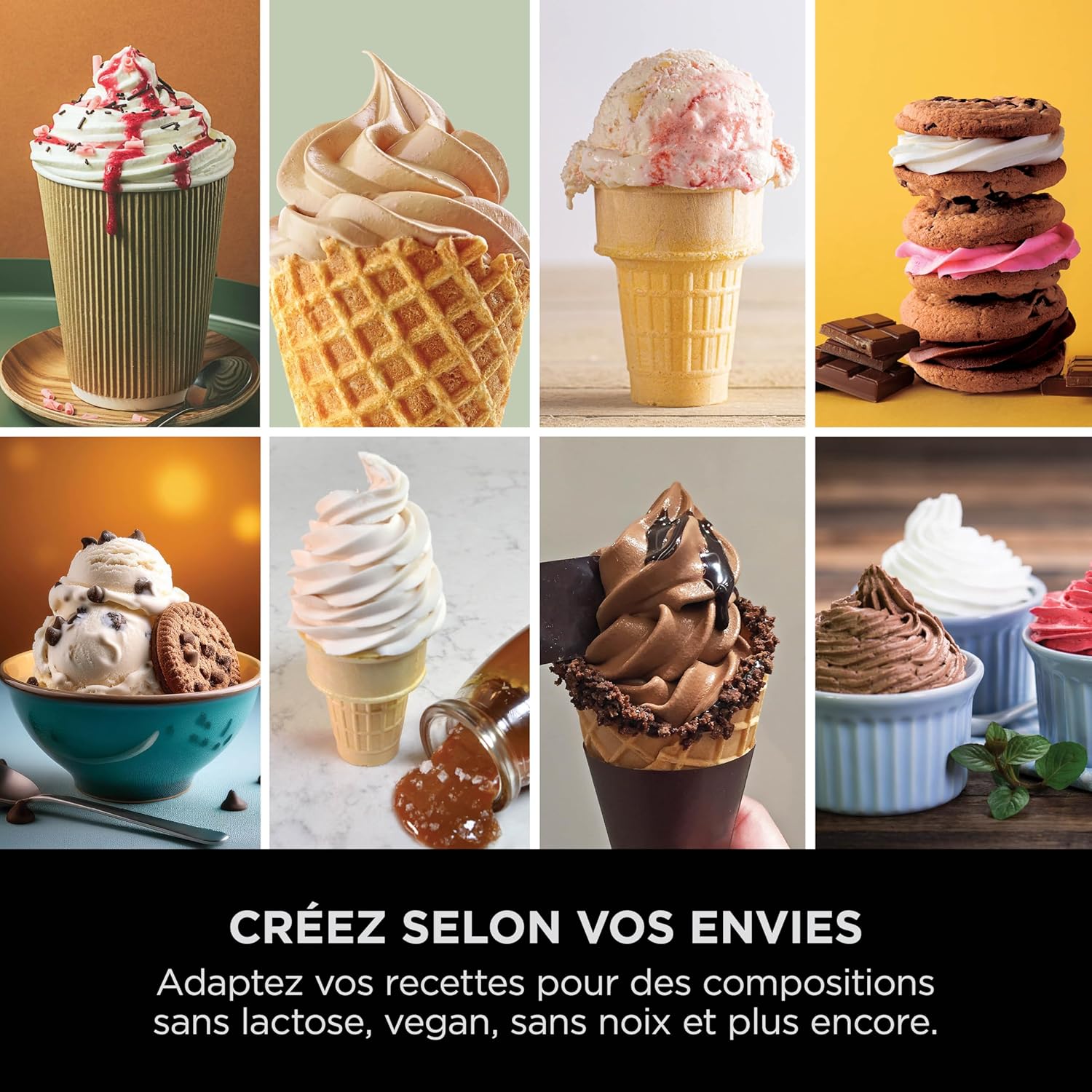 Ninja Swirl by CREAMi Sorbetière et machine à glaces avec 2 pots, 13 modes pour réaliser crèmes glacées, glaces à l’italienne, gelatos, sorbets, milkshakes, option Extra, Machine Gris platine, NC701EU