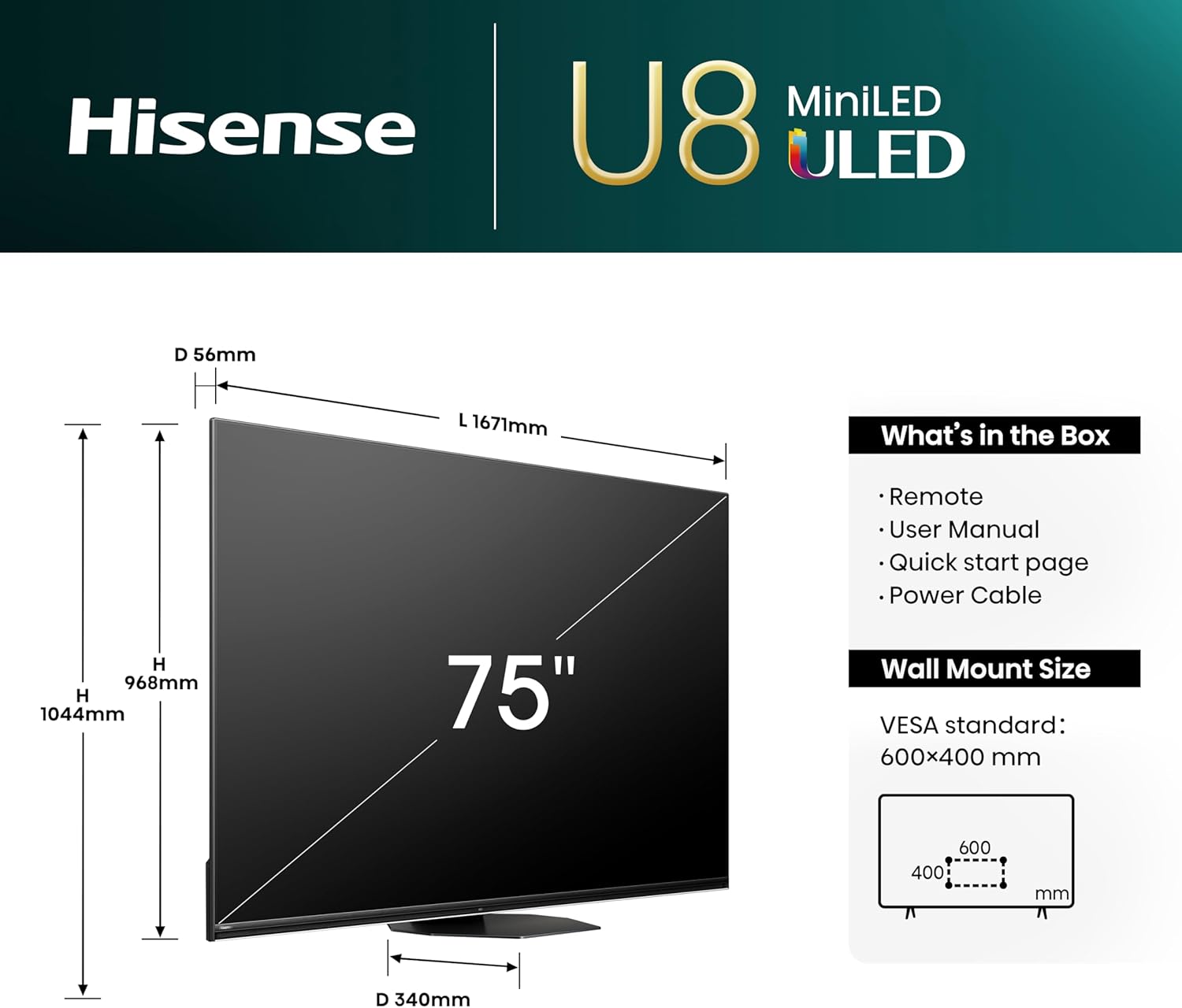 Hisense 65U7NQ 164cm (65-inch) TV