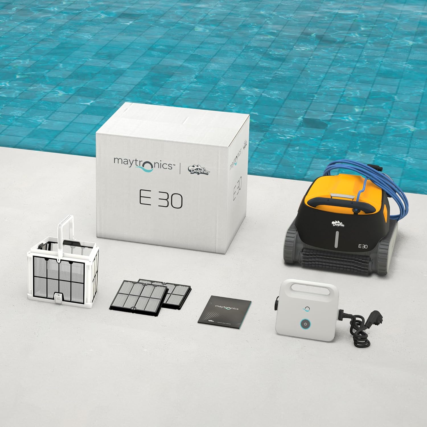 Dolphin E30 Electric Pool Cleaner Robot - Wall Cleaning, In-Ground Pool Up to 12 m