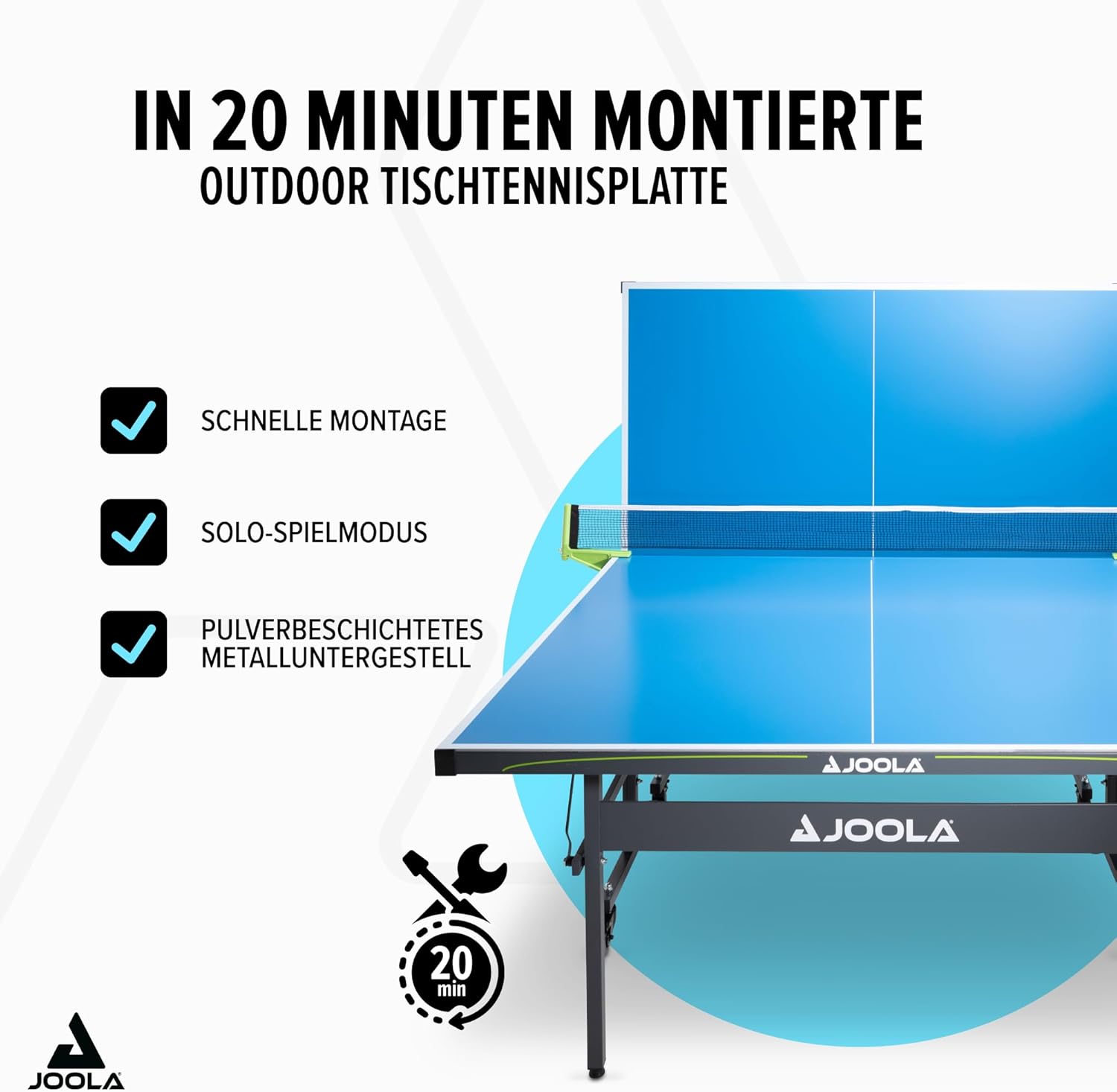 JOOLA Outdoor Table Tennis Table - Professional Table Tennis Table 6 mm Aluminium Composite Surface - Weatherproof Foldable - Includes Net
