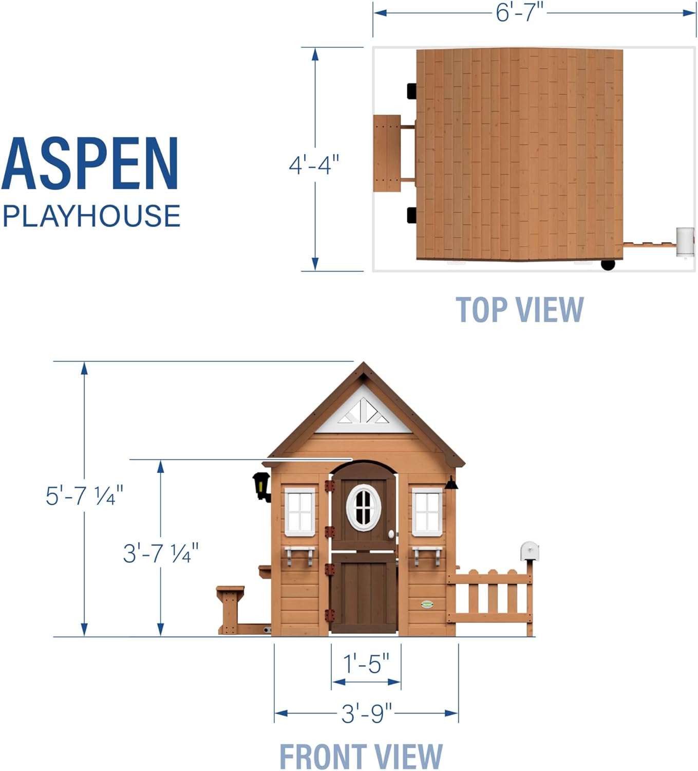 Backyard Discovery Aspen Wooden Playhouse, Outdoor Children's Play House for the Garden Including Accessories, Garden Shed for Children with Windows in Brown and White