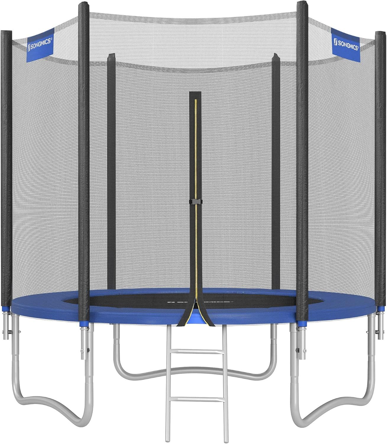 SONGMICS Outdoor Trampoline Ø 244cm, Round Garden Trampoline with Safety Net, Ladder and Padded Poles
