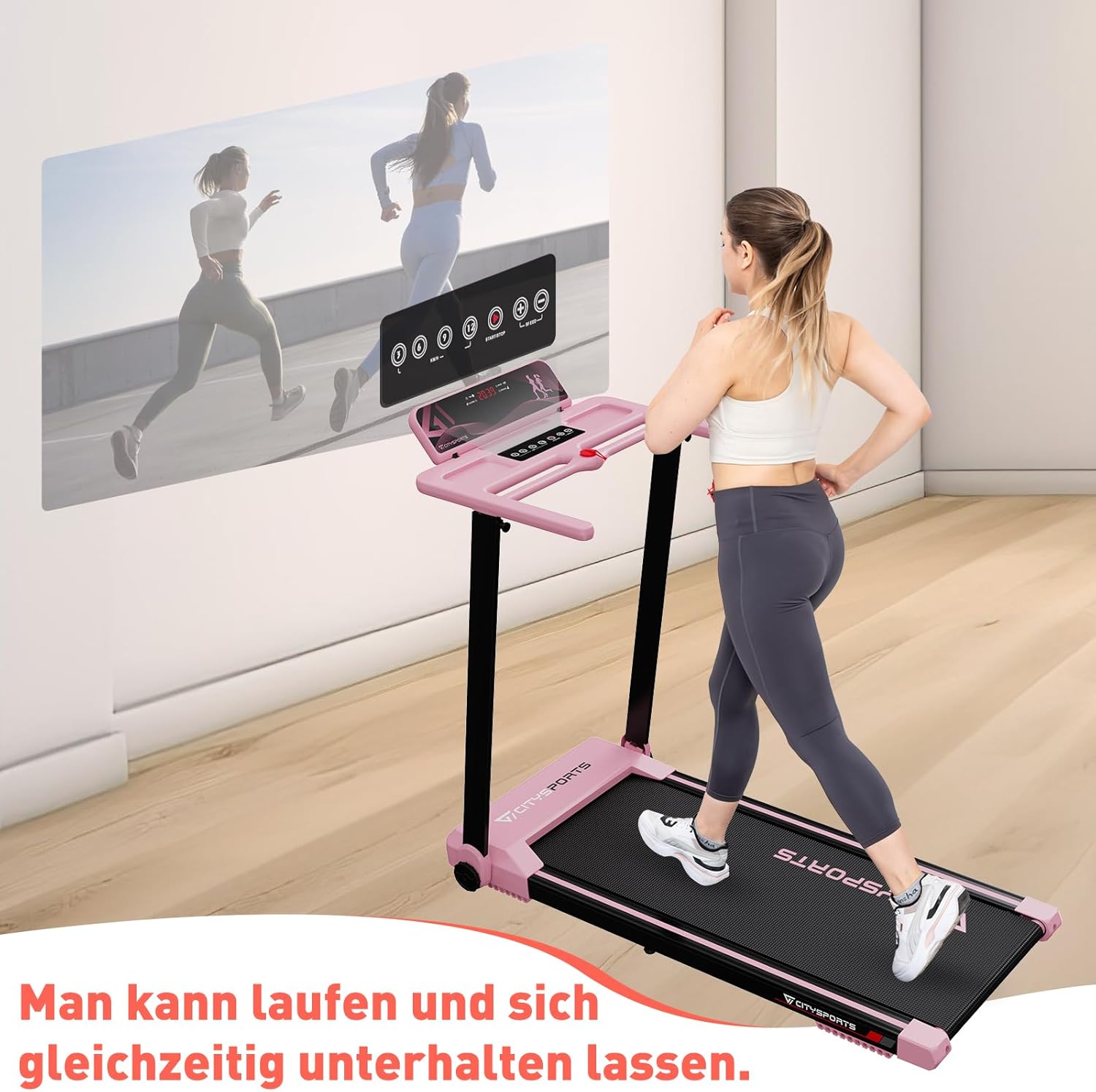 CITYSPORTS Electric Treadmill, Foldable Treadmill for Home up to 12 km/h, with LED Display, APP and 360° Tablet Holder, Compact Walking Pad for Home and Office