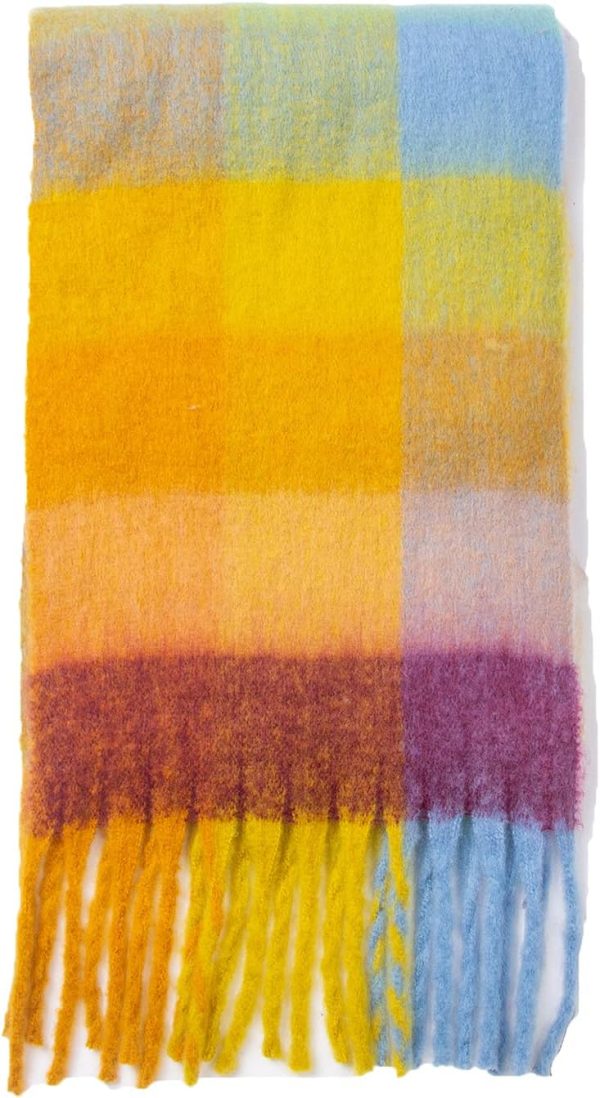 Large Chunky Plaid Scarf Coloured Checked  Scarf Tassel Soft Fall Winter Thick Warm Shawl Women