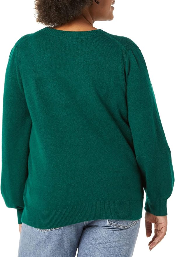 Women’s Soft Touch Pleated Shoulder Crewneck Sweater