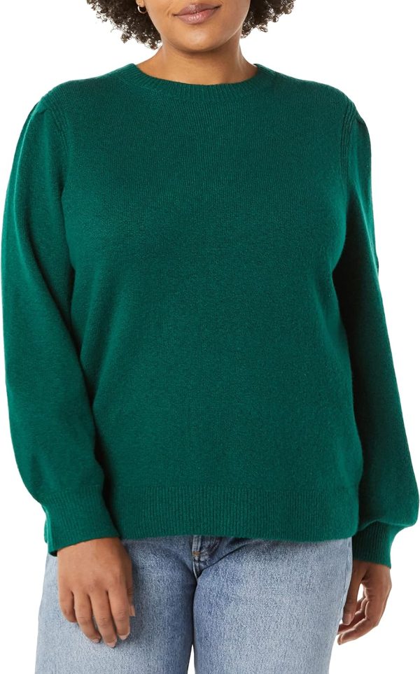 Women’s Soft Touch Pleated Shoulder Crewneck Sweater