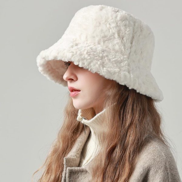 Women’s Winter Fuzzy Faux Fur Bucket Hat Slouchy Warmer Fisherman Hats for Women Soft Fluffy Warm Cap