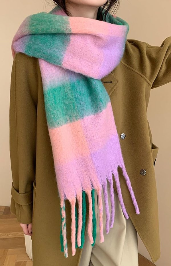 Winter Women Warm Scarf Long Shawl Large Scarves Cold Weather Thick Blanket Scarfs Colorful Plaid