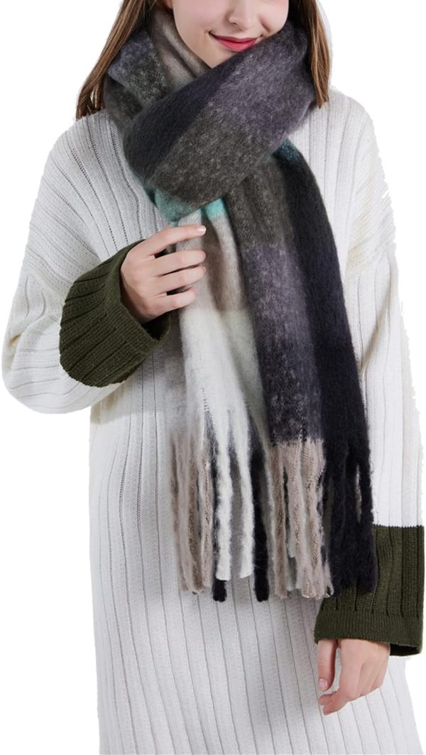 Large Chunky Plaid Scarf Coloured Checked  Scarf Tassel Soft Fall Winter Thick Warm Shawl Women