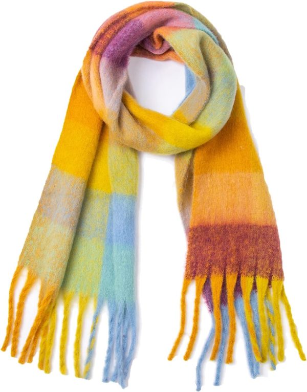 Large Chunky Plaid Scarf Coloured Checked  Scarf Tassel Soft Fall Winter Thick Warm Shawl Women