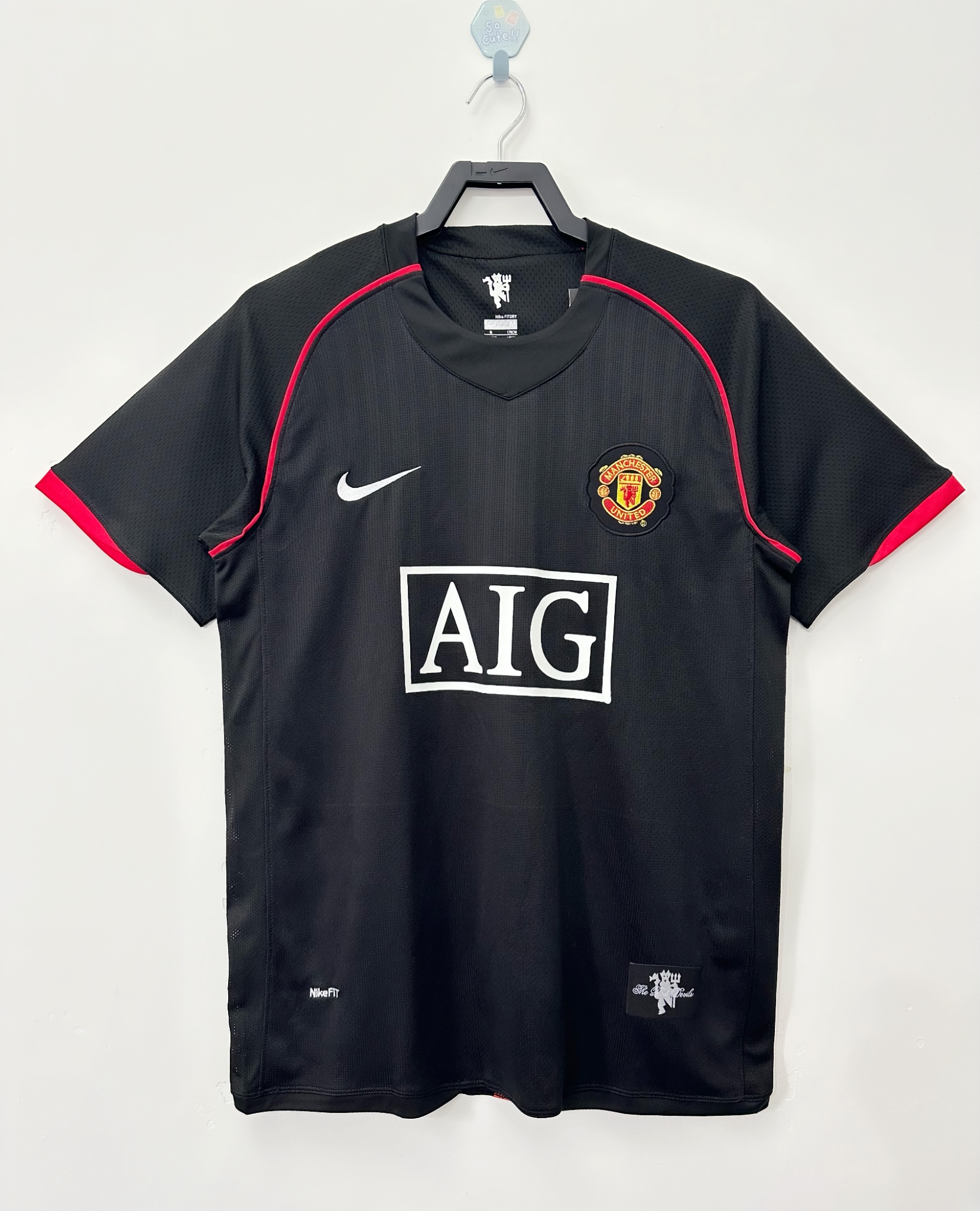 2007-08 Retro Manchester United Away Black Football Jersey 1:1 Thai Quality