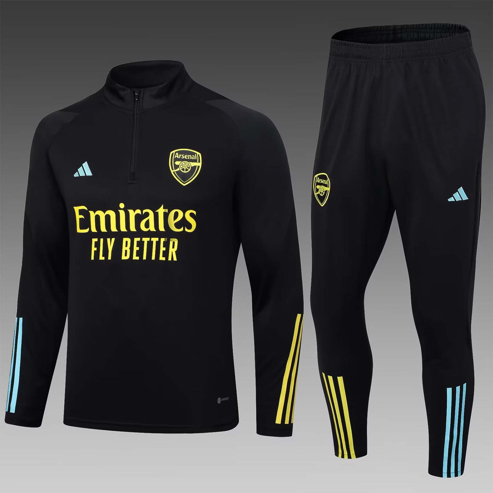 2023/2024 AFC Half-Pull Training Suit black Football Shirt 1:1 Thai Quality Set