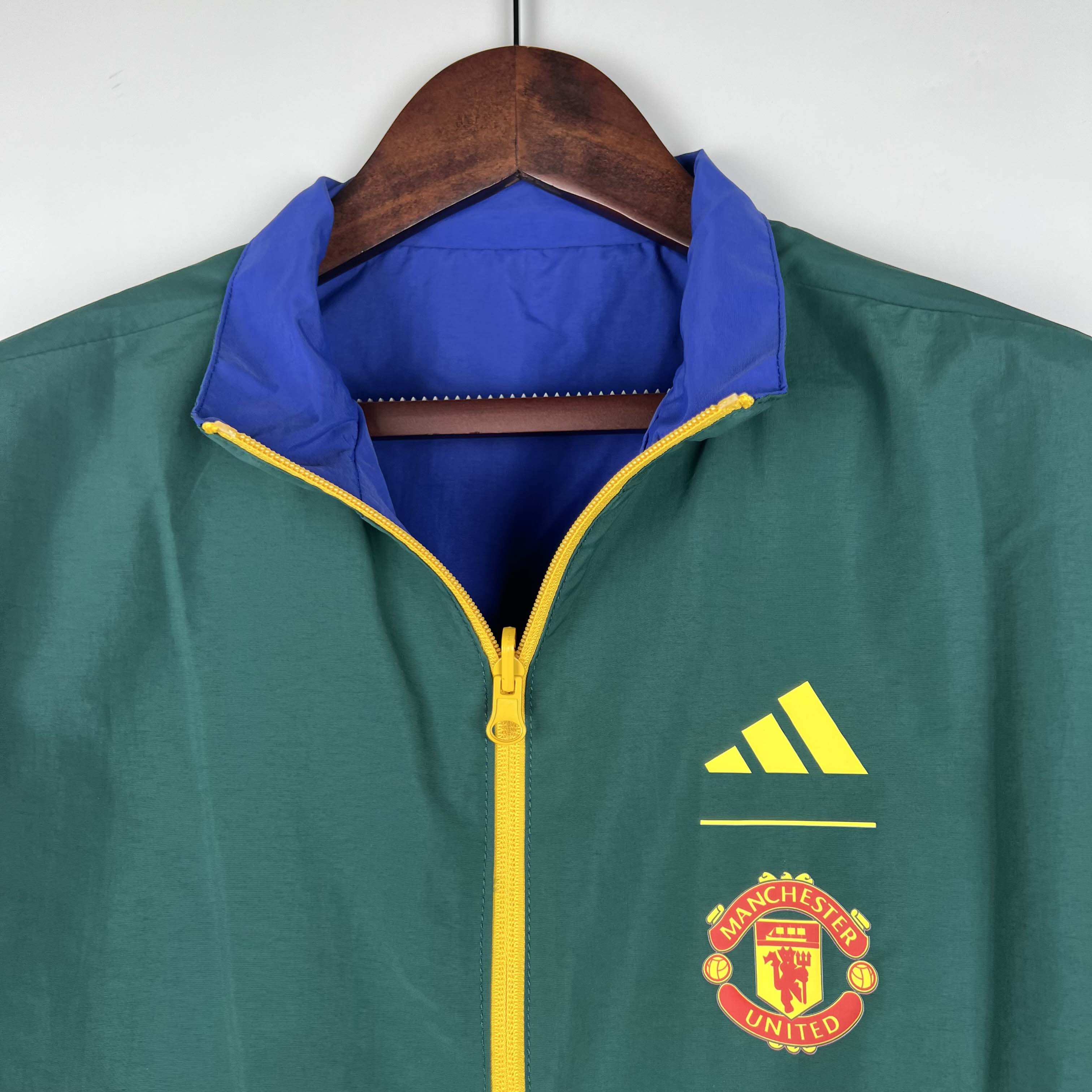 2023/2024 Man Utd Reversible WindbreakerBlue-GreenSoccer Jersey 1:1 Thai Quality