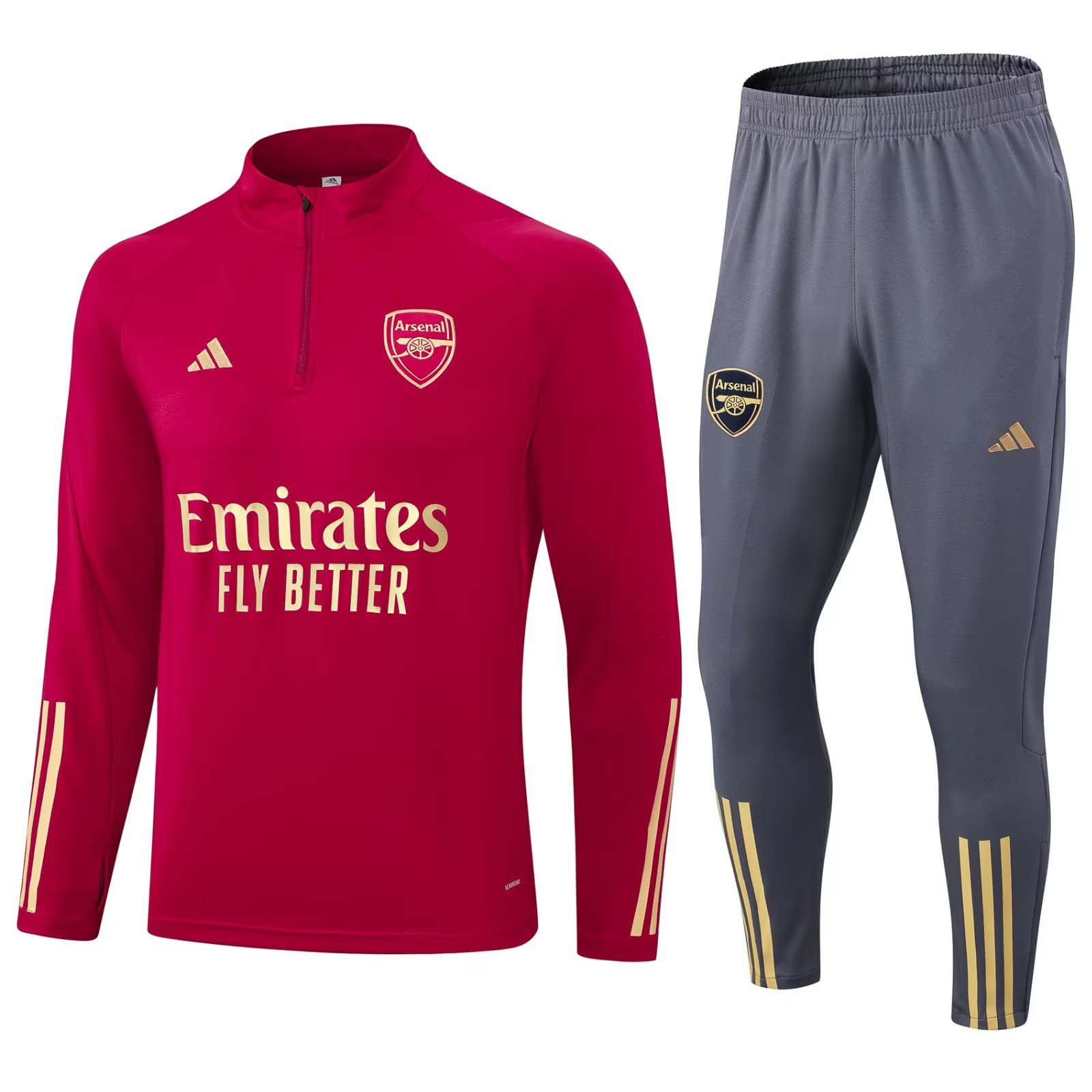 2023/2024 AFC Half-Pull Training Suit Red Football Shirt 1:1 Thai Quality Set
