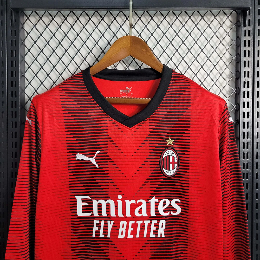 2023/2024 Long Sleeve AC Milan Home Football Shirt 1:1 Thai Quality