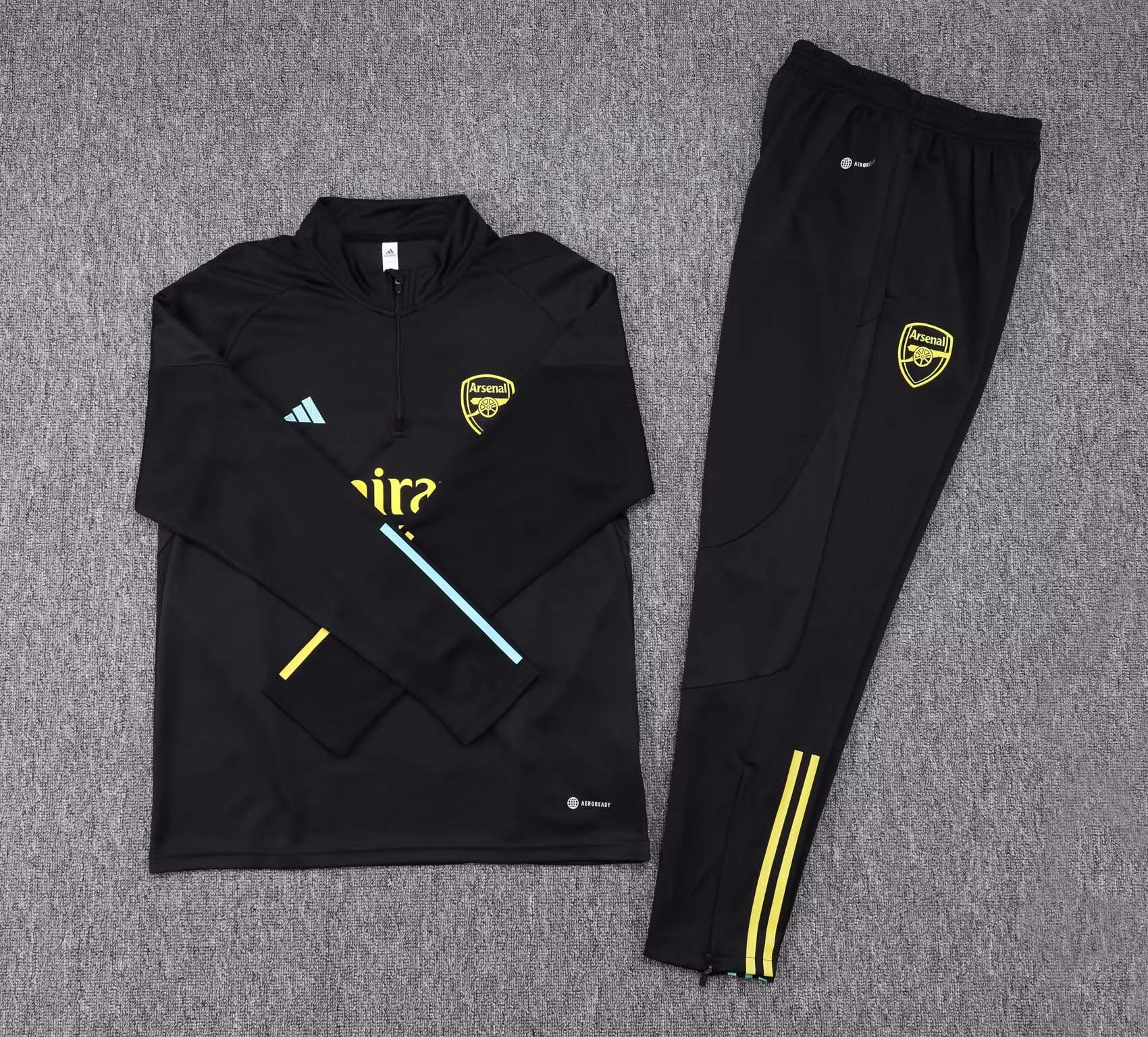2023/2024 AFC Half-Pull Training Suit black Football Shirt 1:1 Thai Quality Set