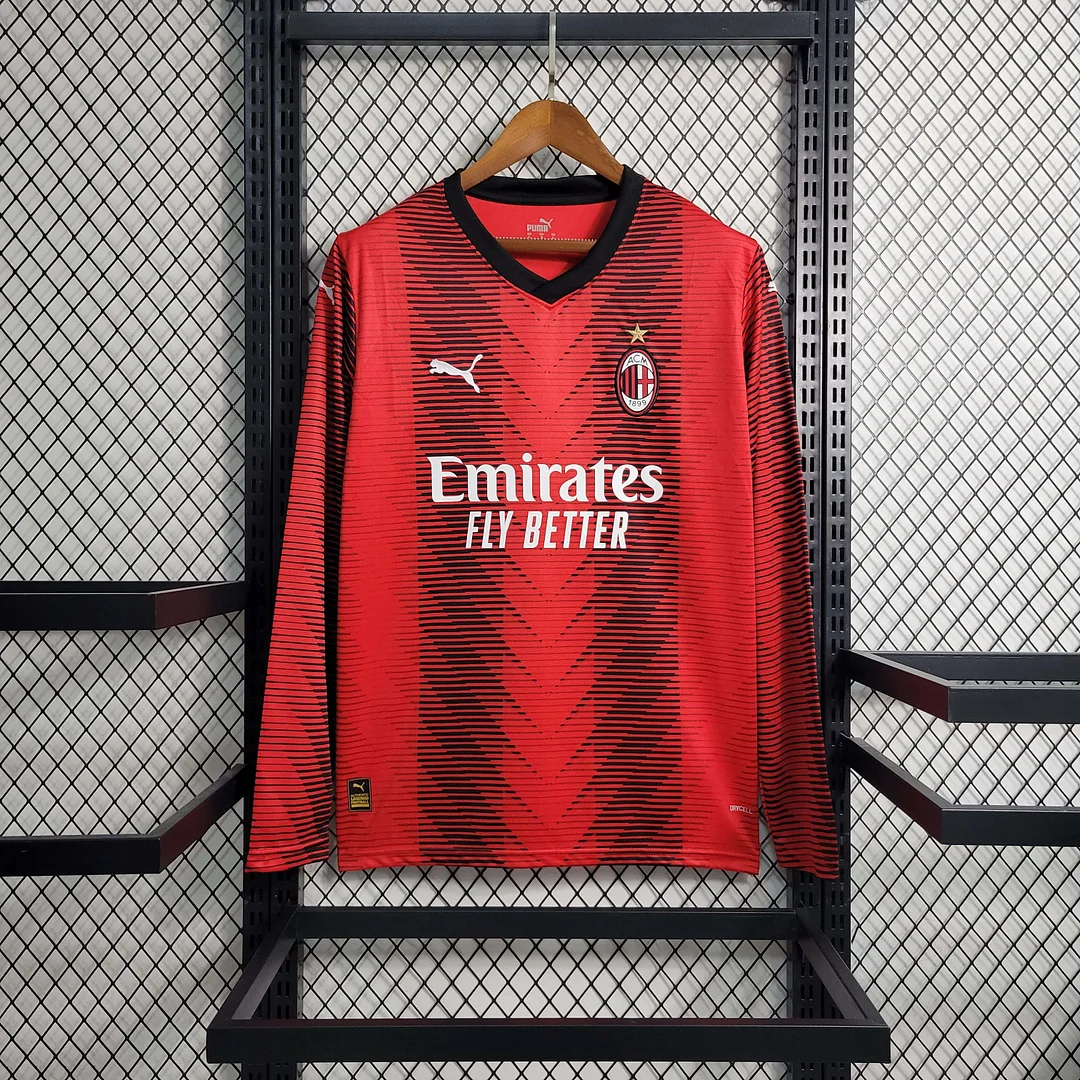 2023/2024 Long Sleeve AC Milan Home Football Shirt 1:1 Thai Quality