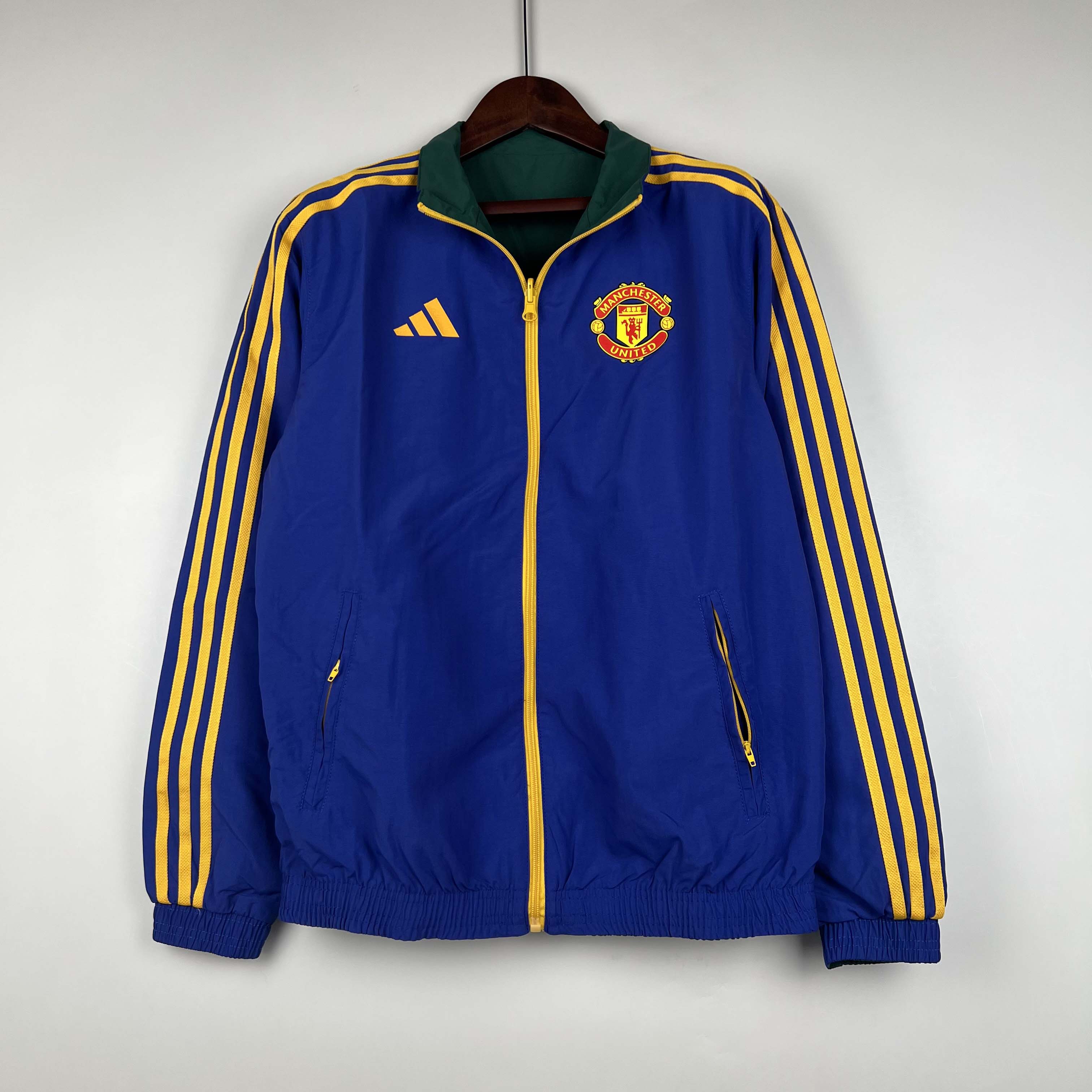 2023/2024 Man Utd Reversible WindbreakerBlue-GreenSoccer Jersey 1:1 Thai Quality