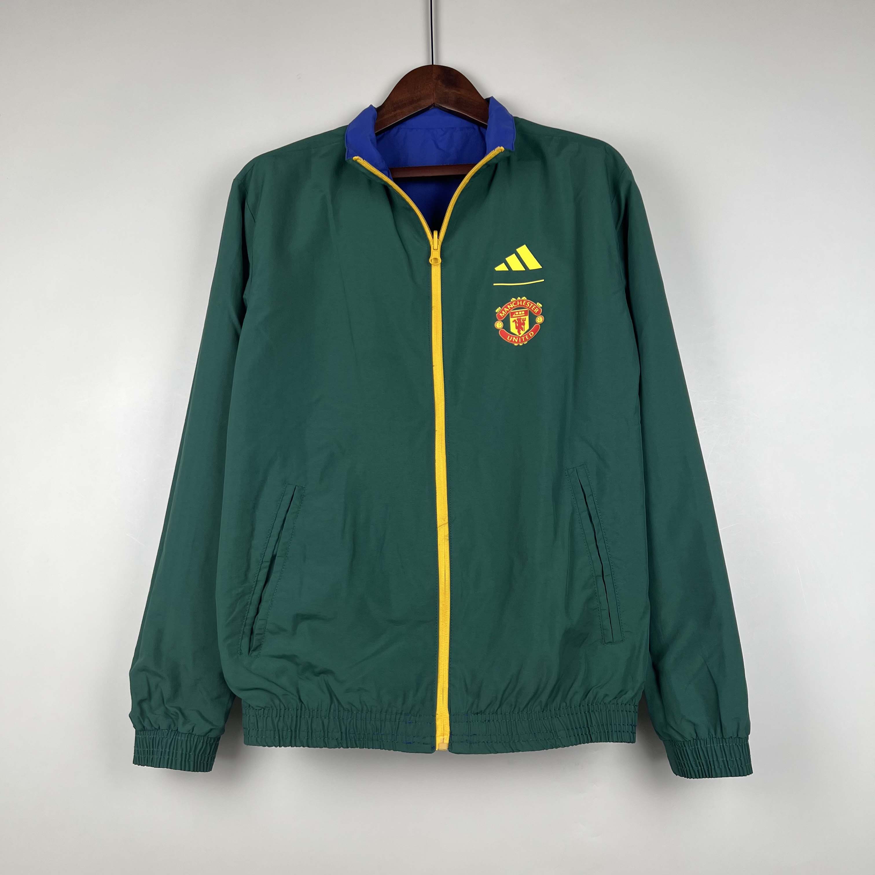 2023/2024 Man Utd Reversible WindbreakerBlue-GreenSoccer Jersey 1:1 Thai Quality