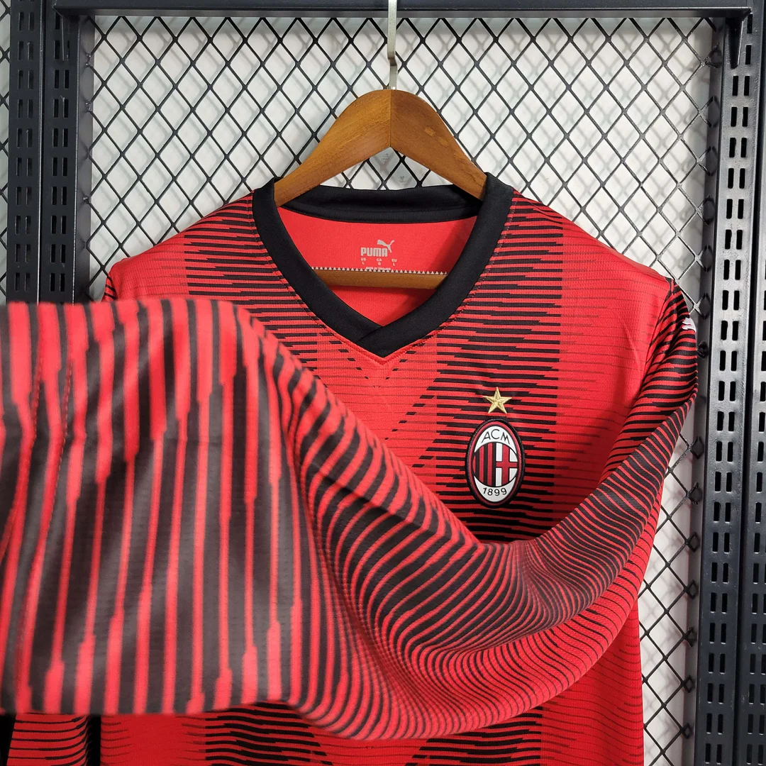 2023/2024 Long Sleeve AC Milan Home Football Shirt 1:1 Thai Quality