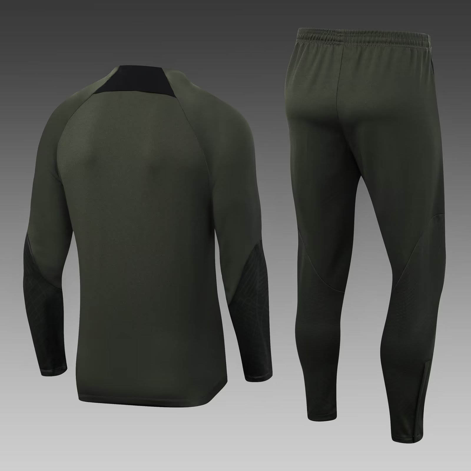 2023/2024 Barcelona Half-Pull Training Suit Army Green Jersey Set