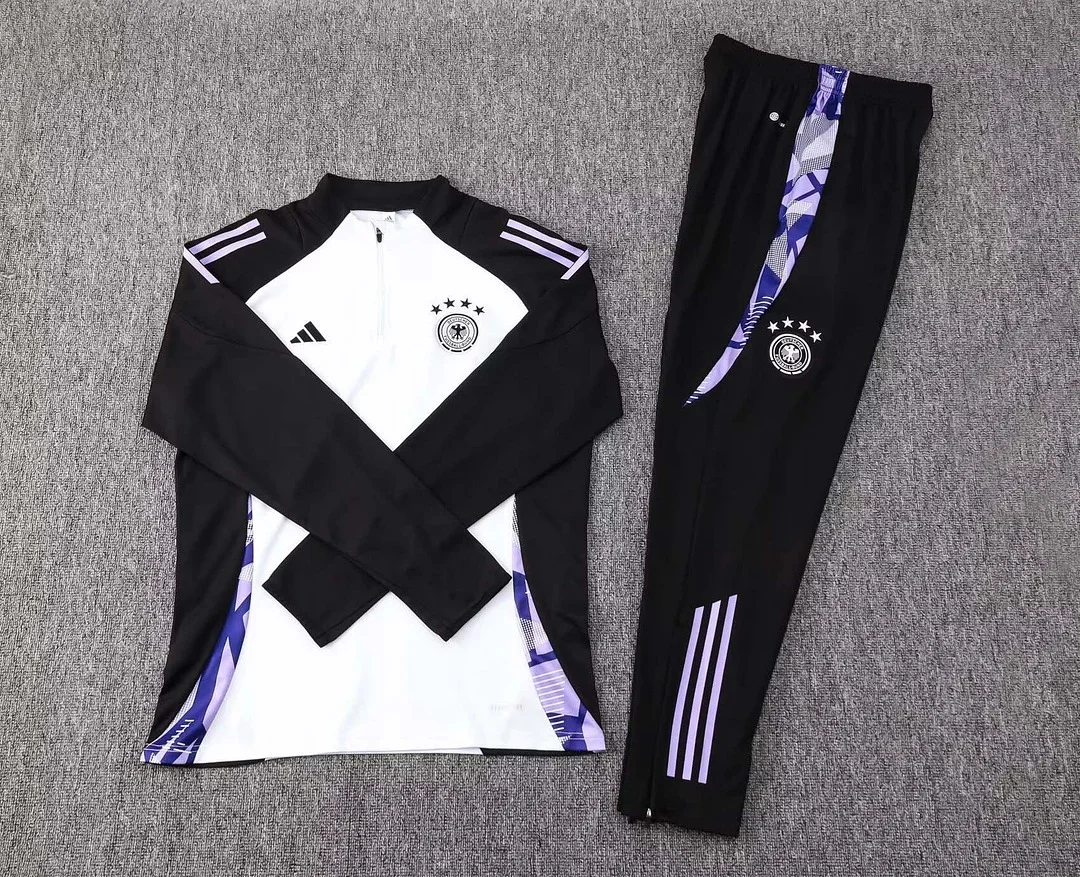 2024 Germany Half-Pull Training Suit White Jersey Set 1:1 Thai Quality