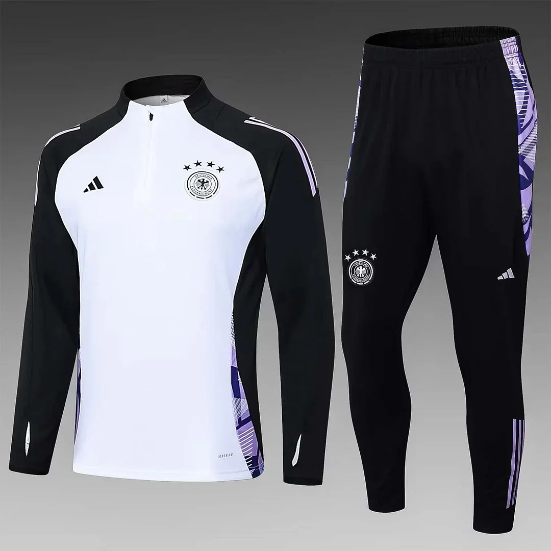 2024 Germany Half-Pull Training Suit White Jersey Set 1:1 Thai Quality