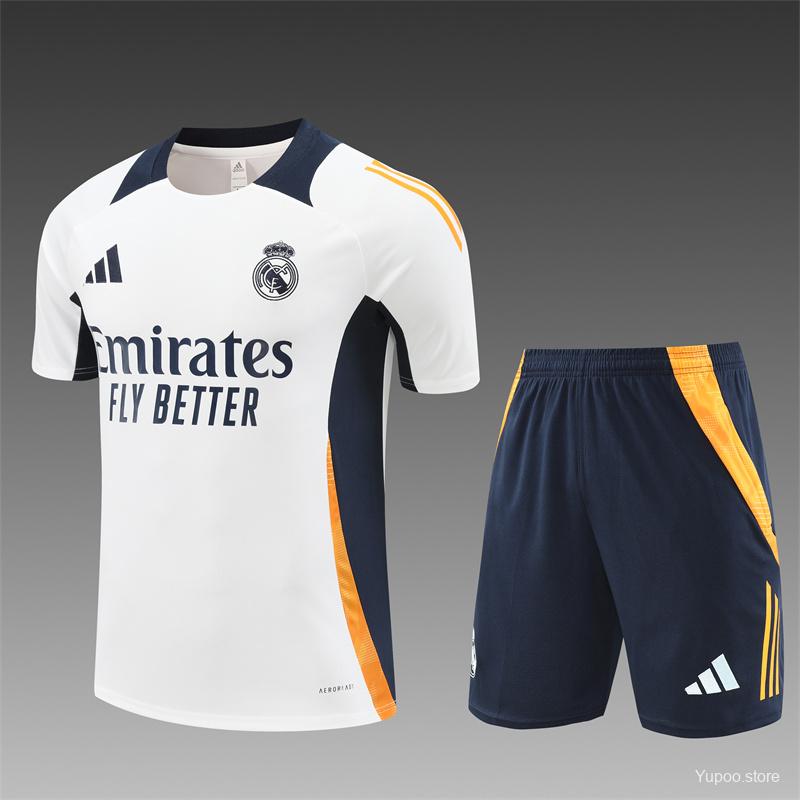 24/25 Real Madrid White Short Sleeve Jersey+Shorts  1:1 Thai quality