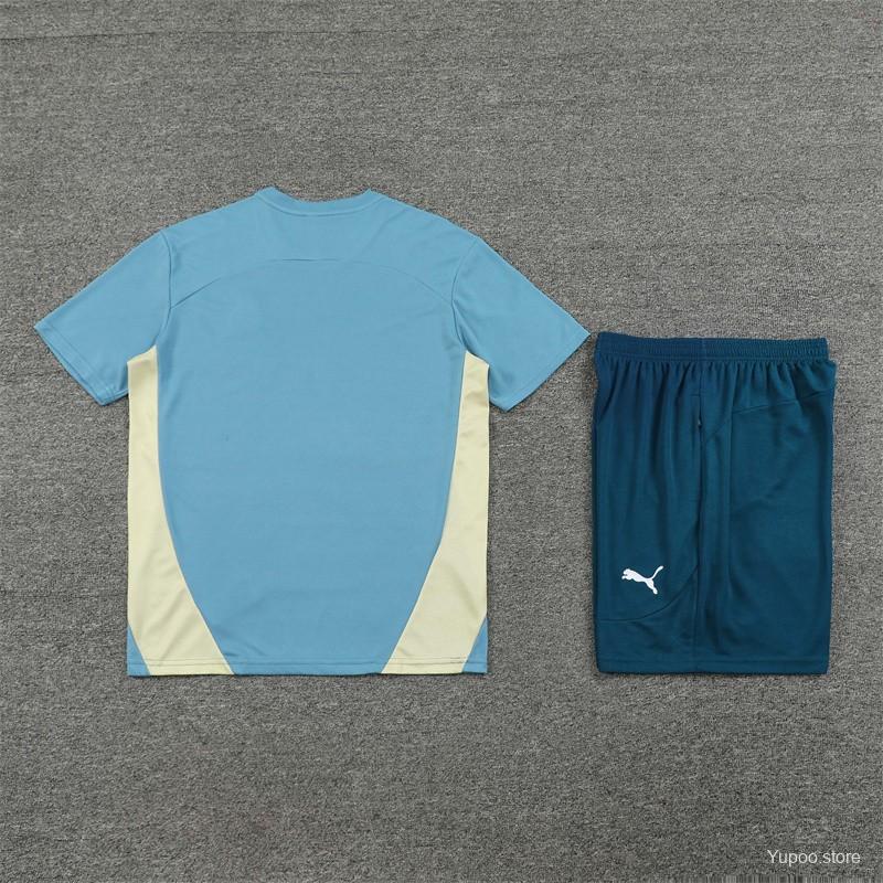 24/25 Olympique Marseille Blue Short Sleeve Jersey+Shorts  1:1 Thai quality