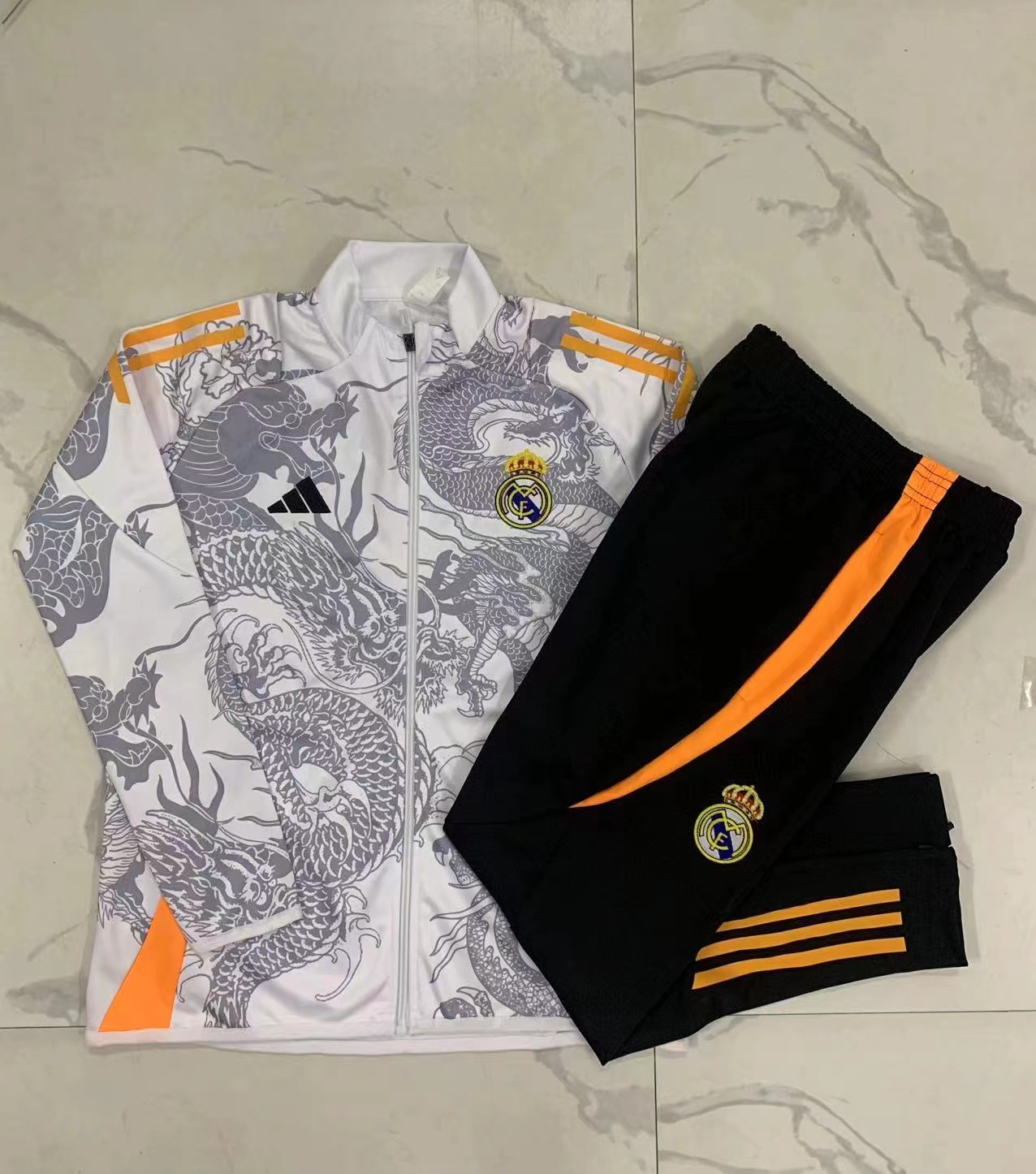 2425 Long Pull Real Madrid Treasure White (Inkjet Dragon) 1:1 Thai Quality