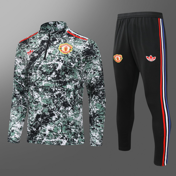 24/25 Manchester United green half-print training suit 1:1 Thai quality