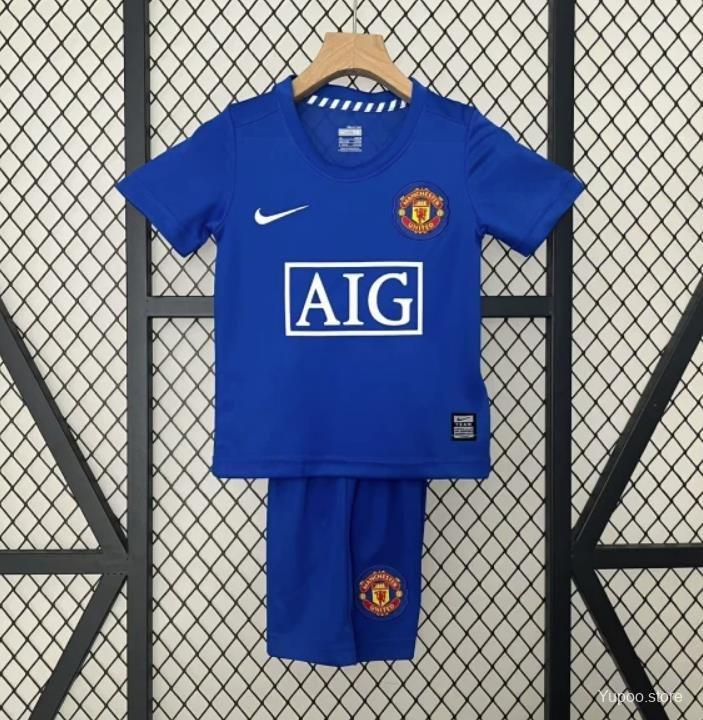 Retro 24/25 Kids Man Utd Third Blue Jersey 1:1 Thai Quality Kids Size