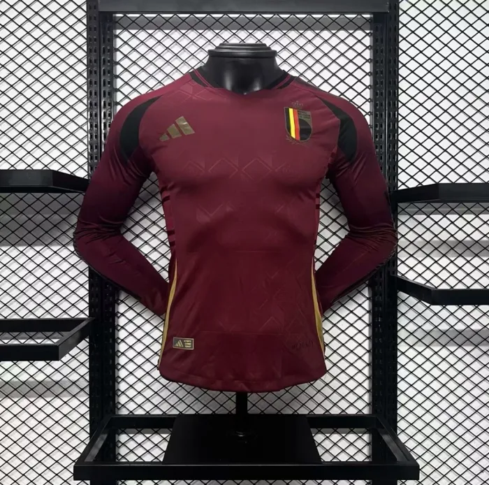 Player Version Belgium Home Jersey 24/25 Euro Cup 2024 Football Kit Long Sleeves